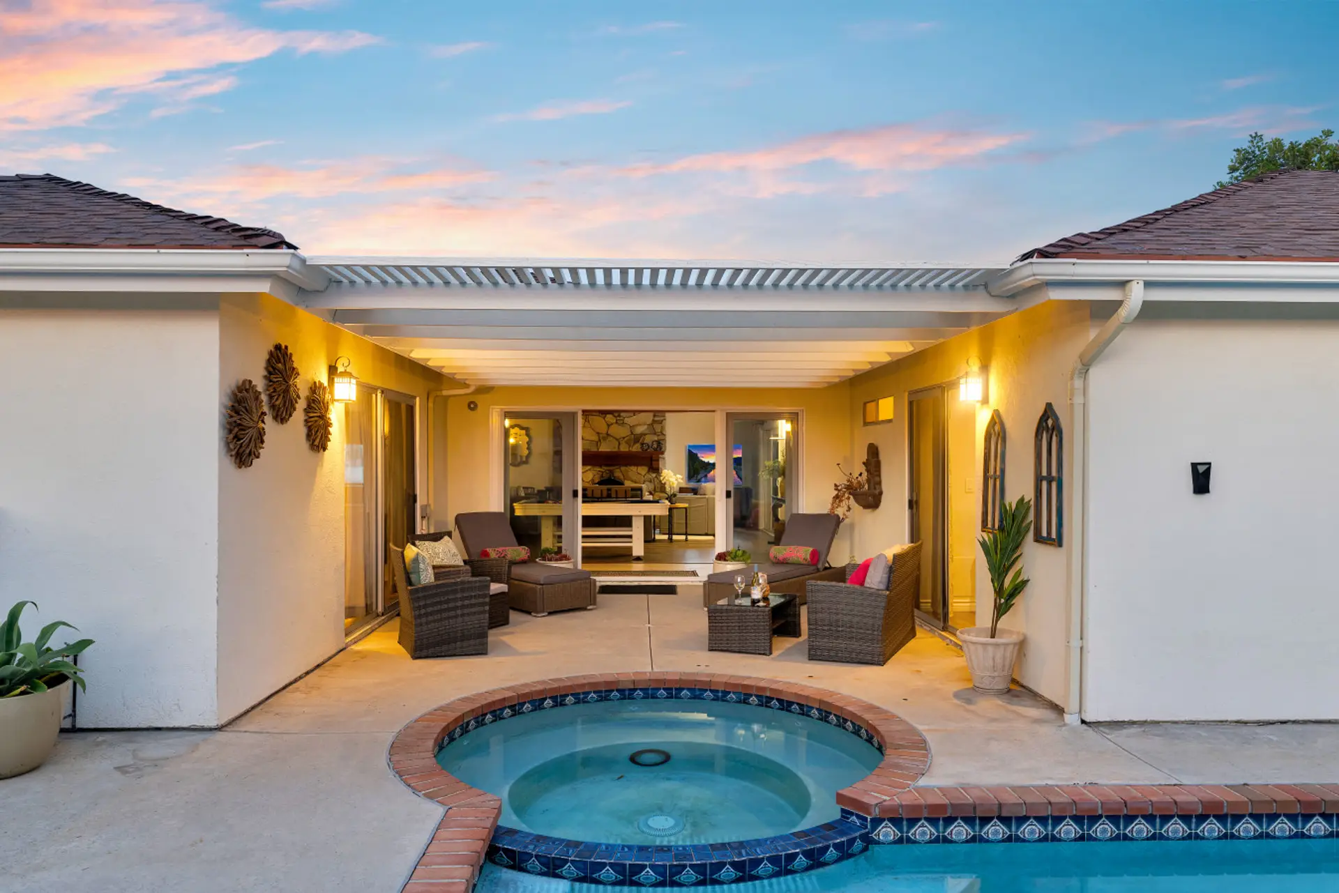 Private jacuzzi and pool just off living room