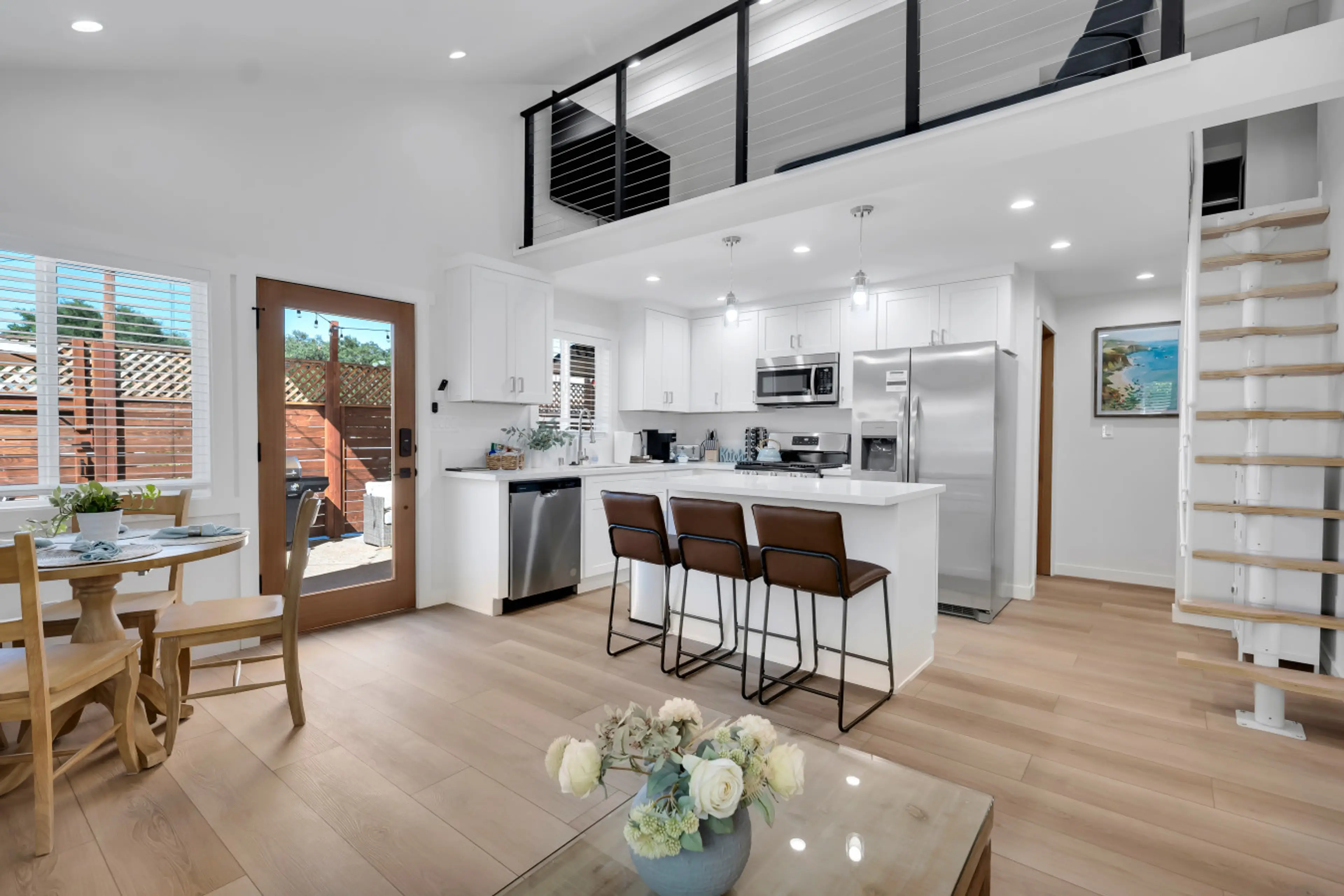Open great room, with loft and kitchen