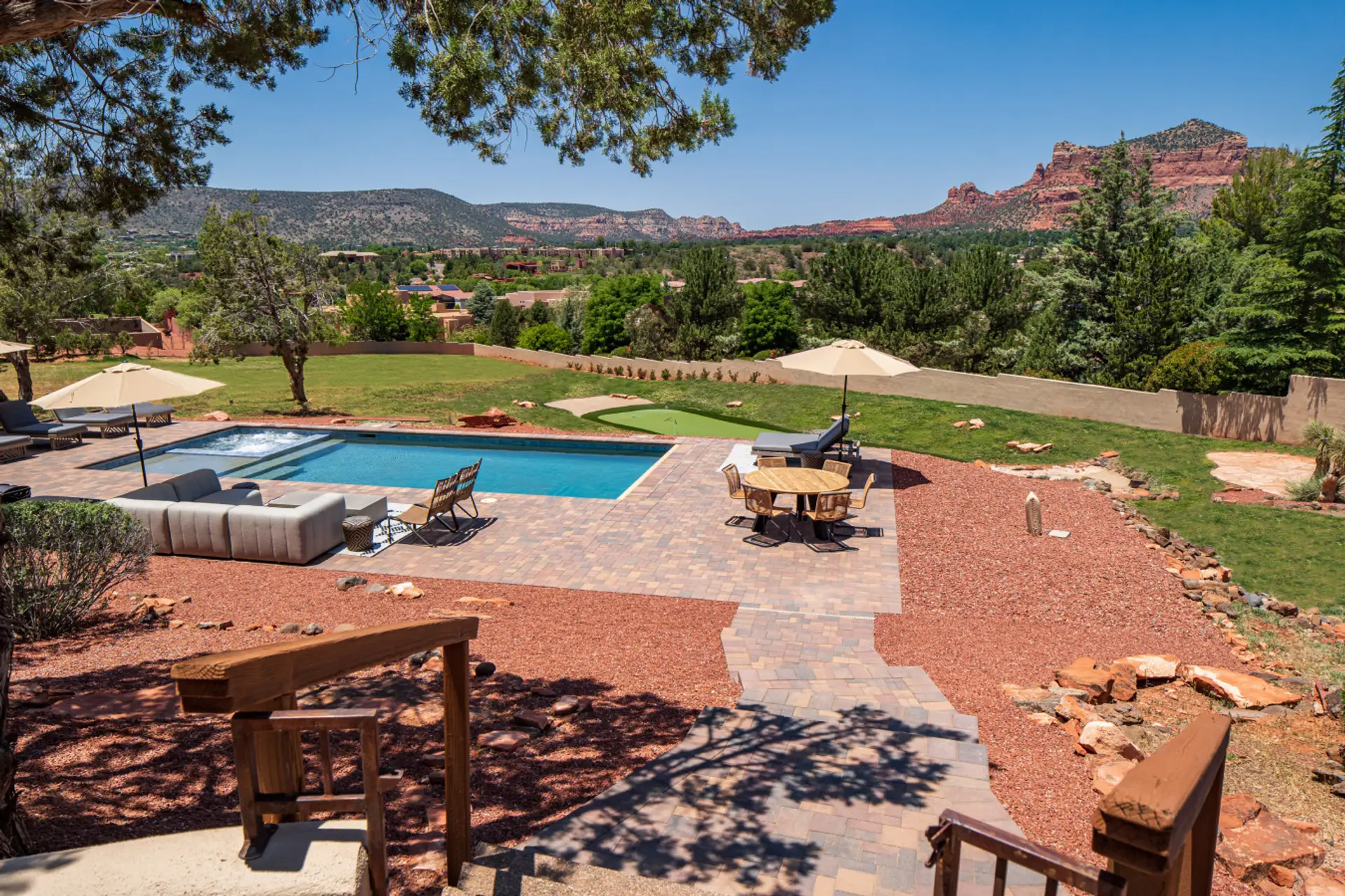 [Heated Pool] Resort Style saltwater heated pool and spa with loungers for relaxing