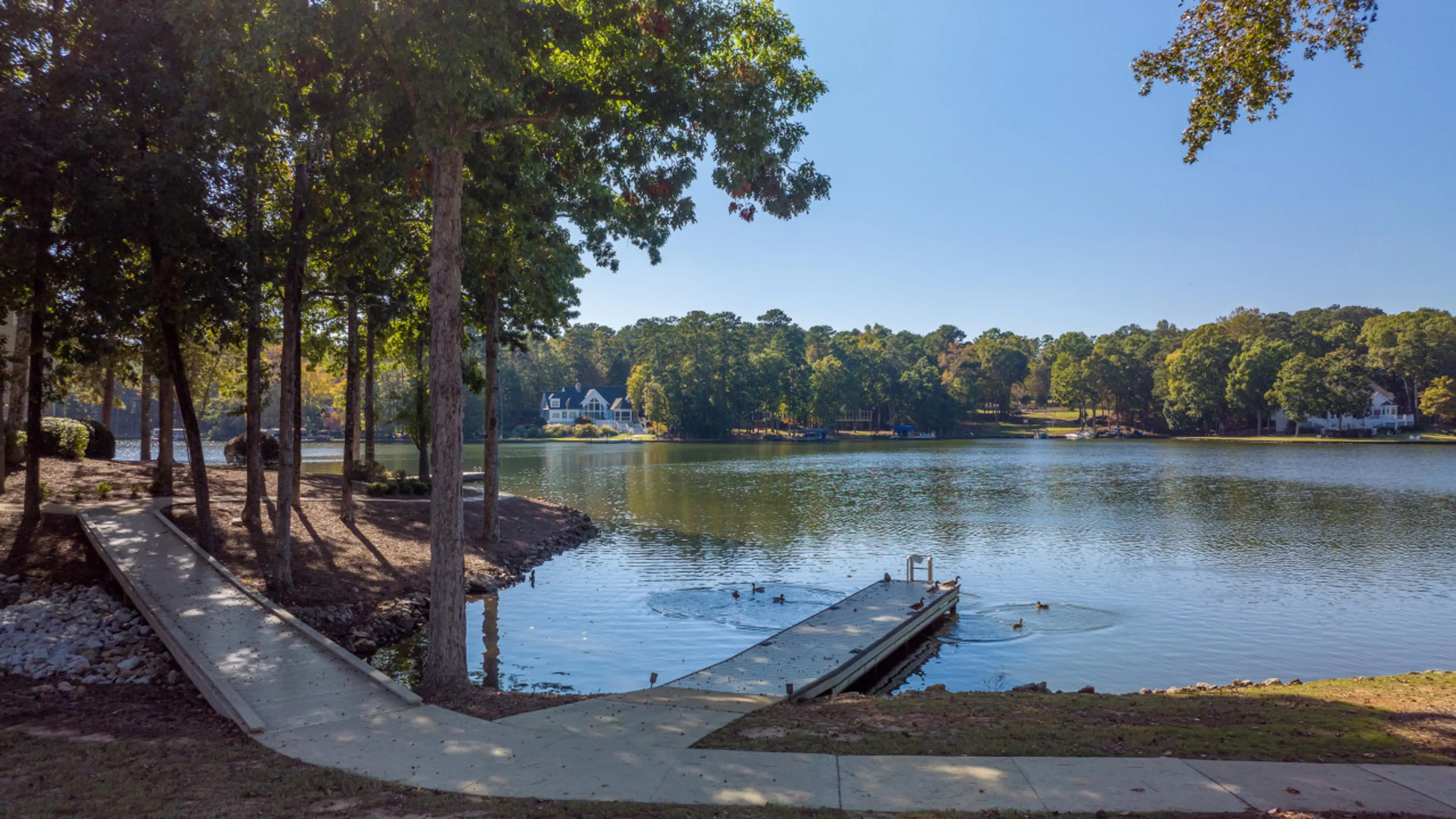 Shared dock and lake walkway