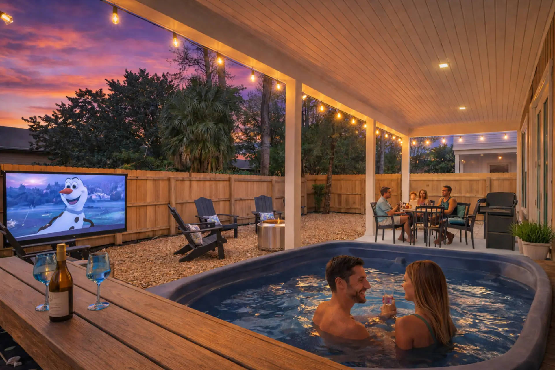 ALL NEW - backyard makeover - heated cocktail pool, integrated outdoor bar, firepit area and outdoor movie theater more pics at end