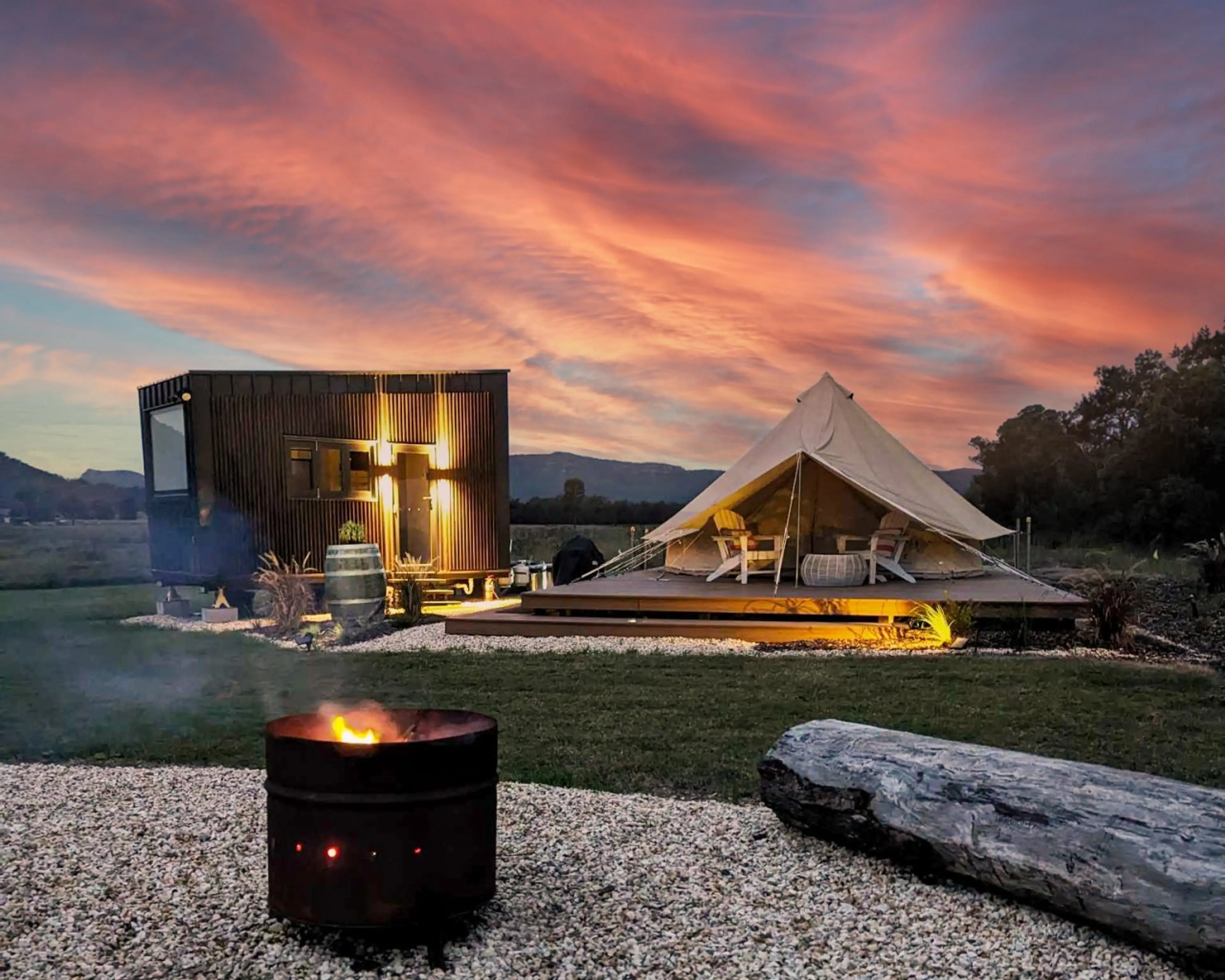 Glamping with mountain views and secluded in nature for romantic weekend