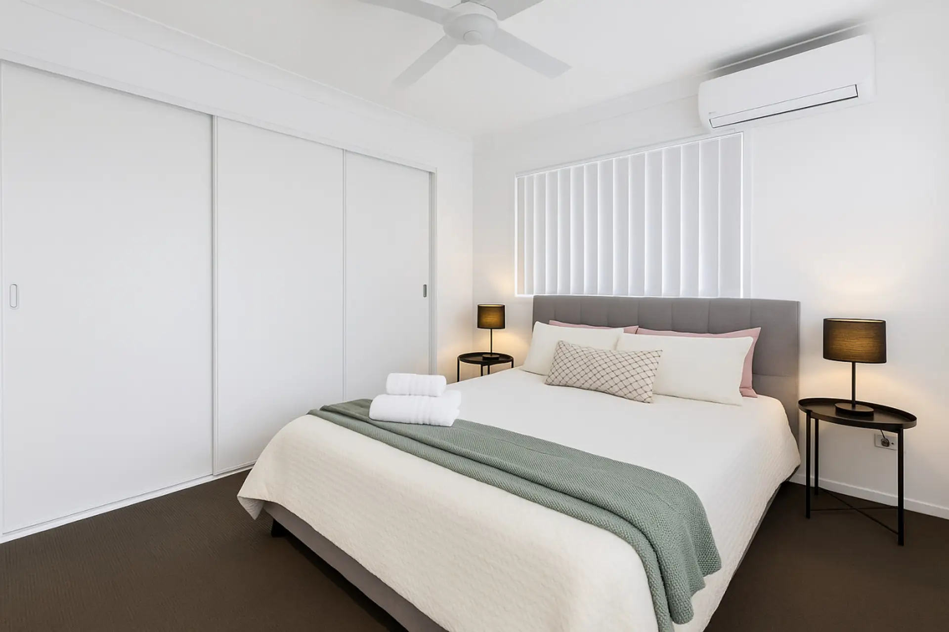 Modern bedroom with soft light
