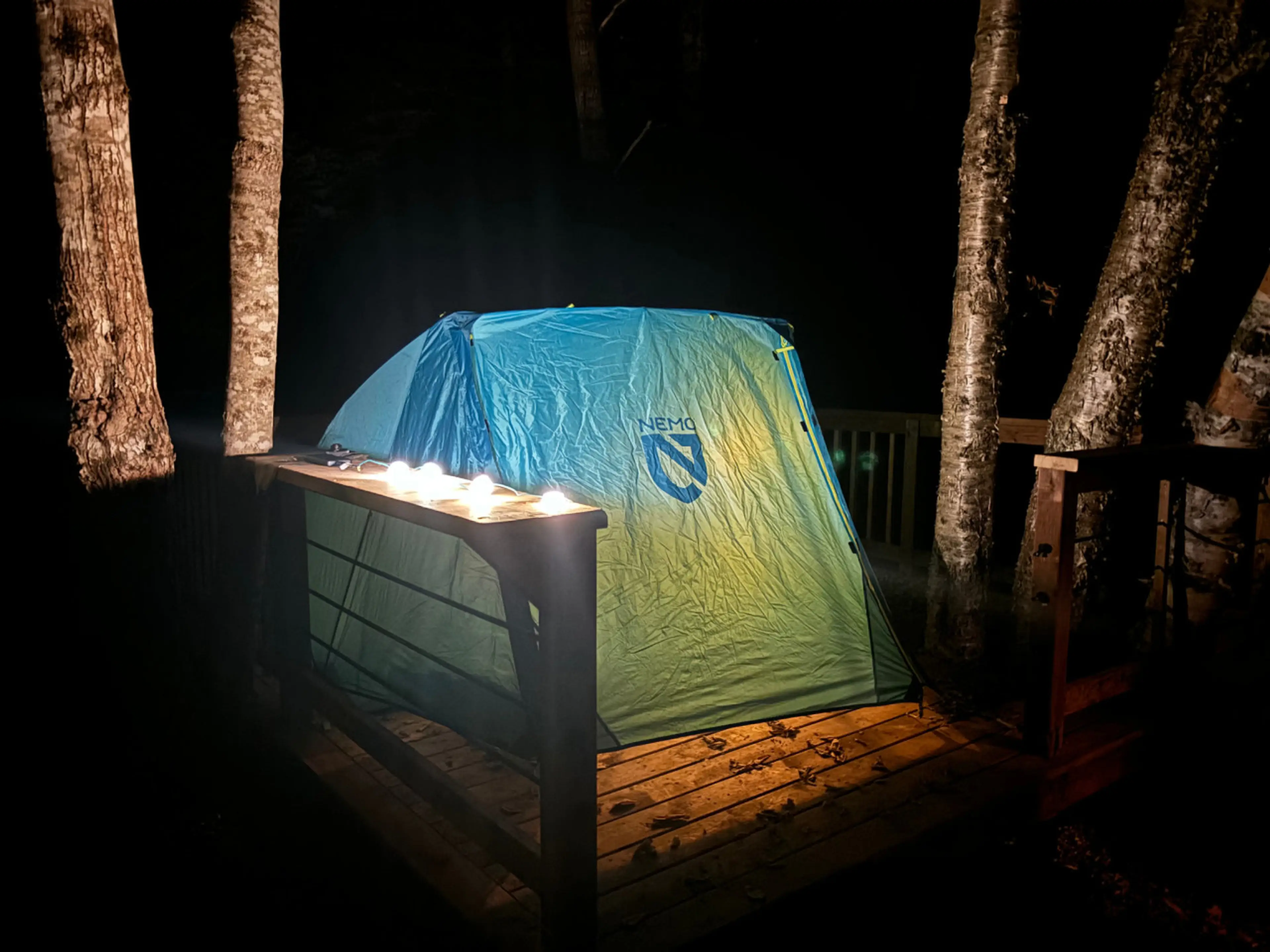 Experience the magic of night camping under the stars in a private forest setting near Sussex, NB.