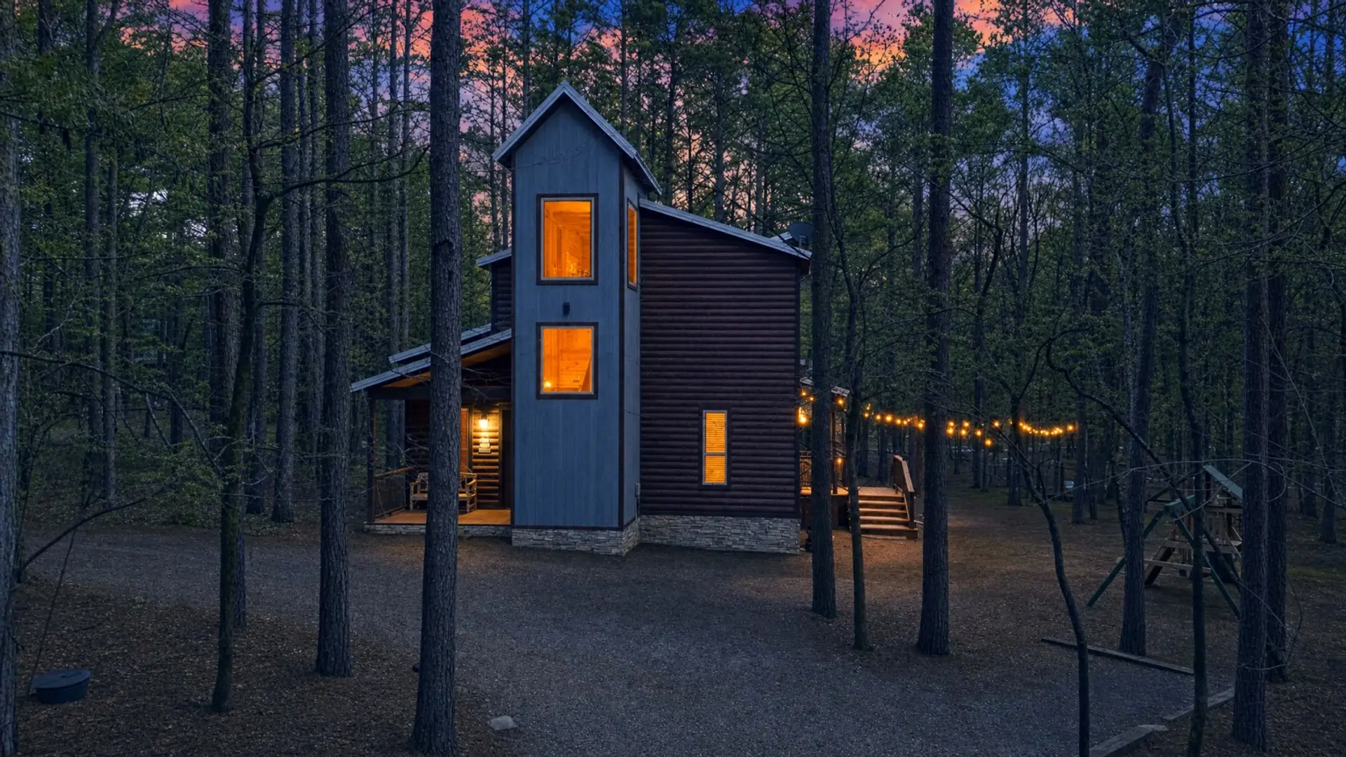 Pull up and fall in love — this glowing cabin nestled in the pines is all yours.