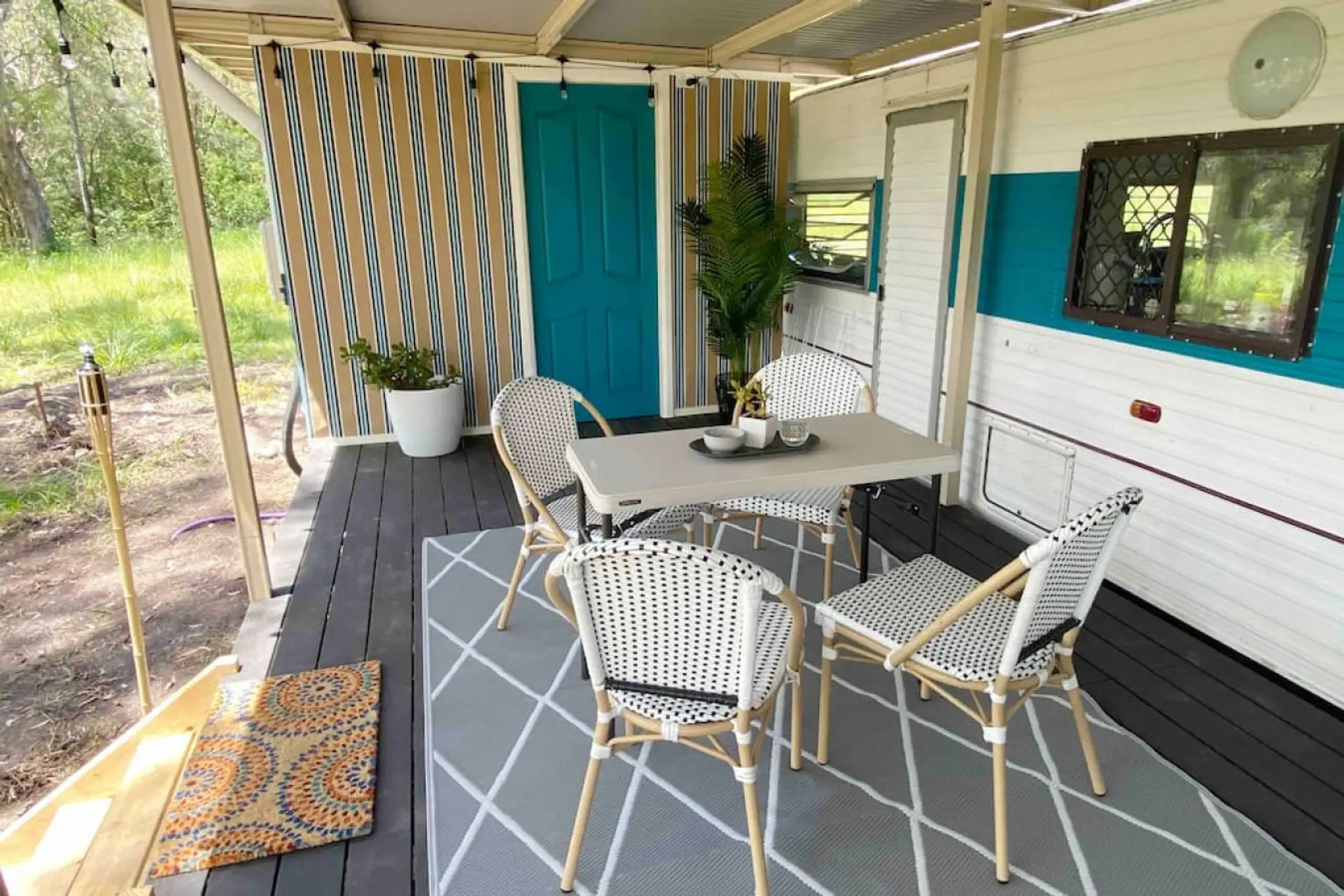 Relax on the roomy, covered deck.