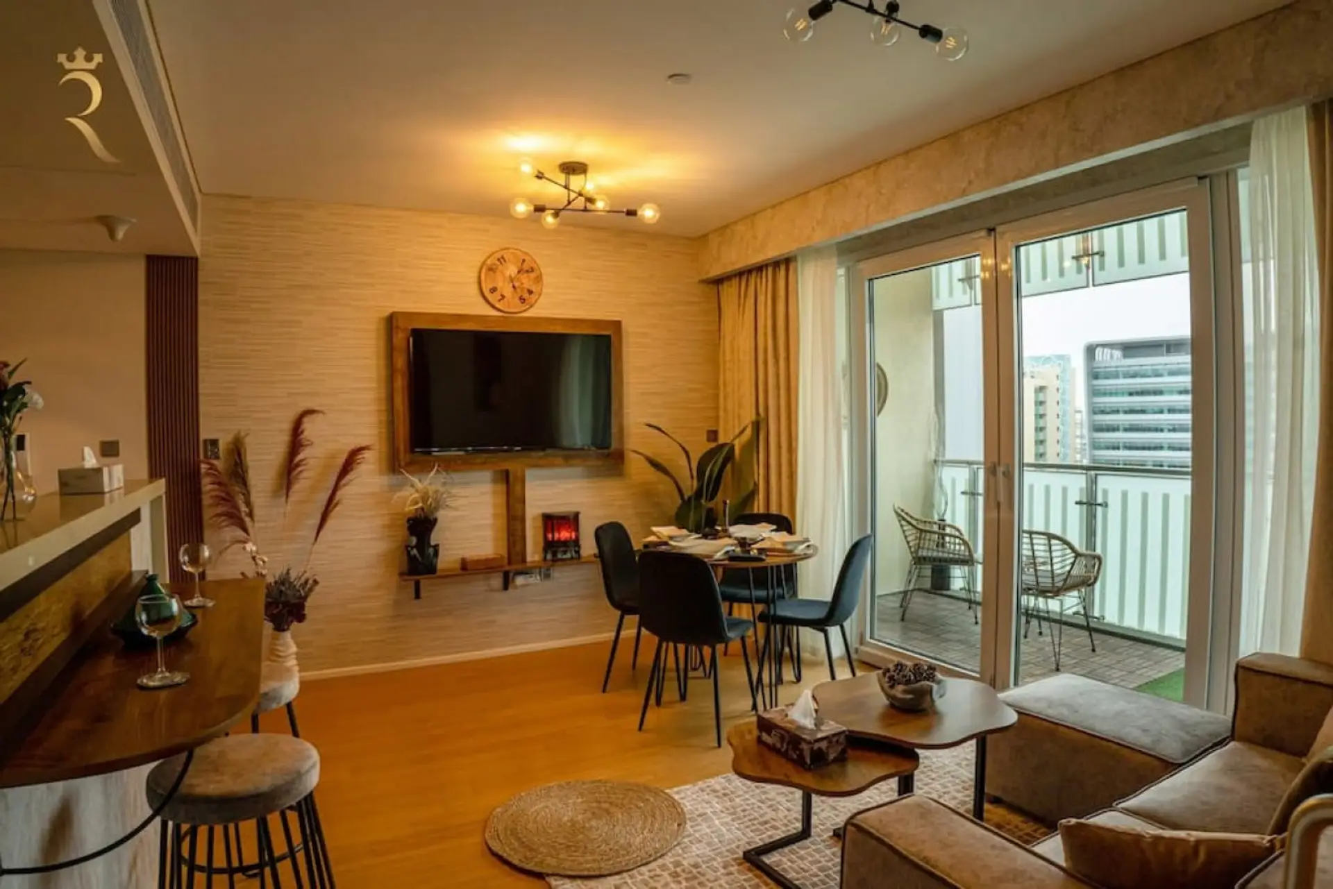 Relax in style! Enjoy favorite shows in our chic TV lounge
