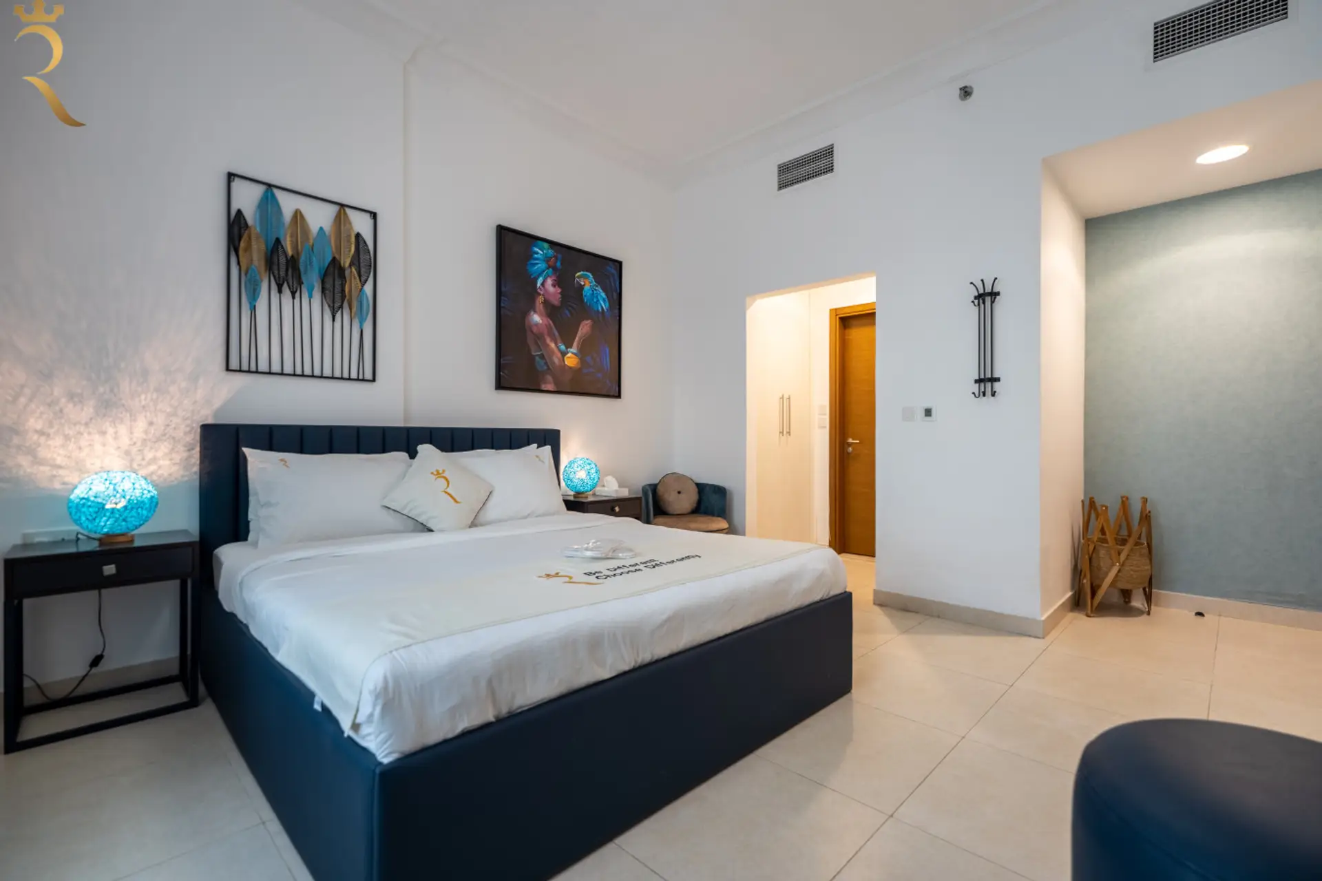 Peaceful bedroom with a comfortable bed and soft linens.