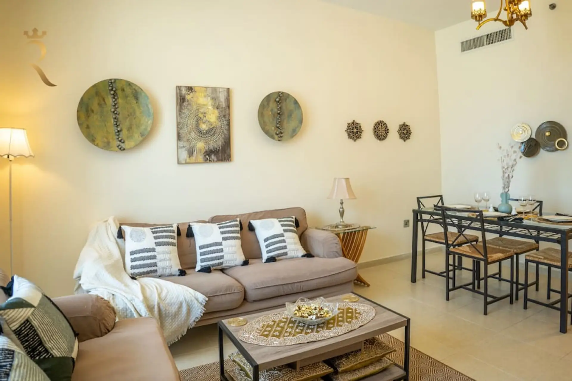 Relax and unwind in a cozy, beautifully designed living room.