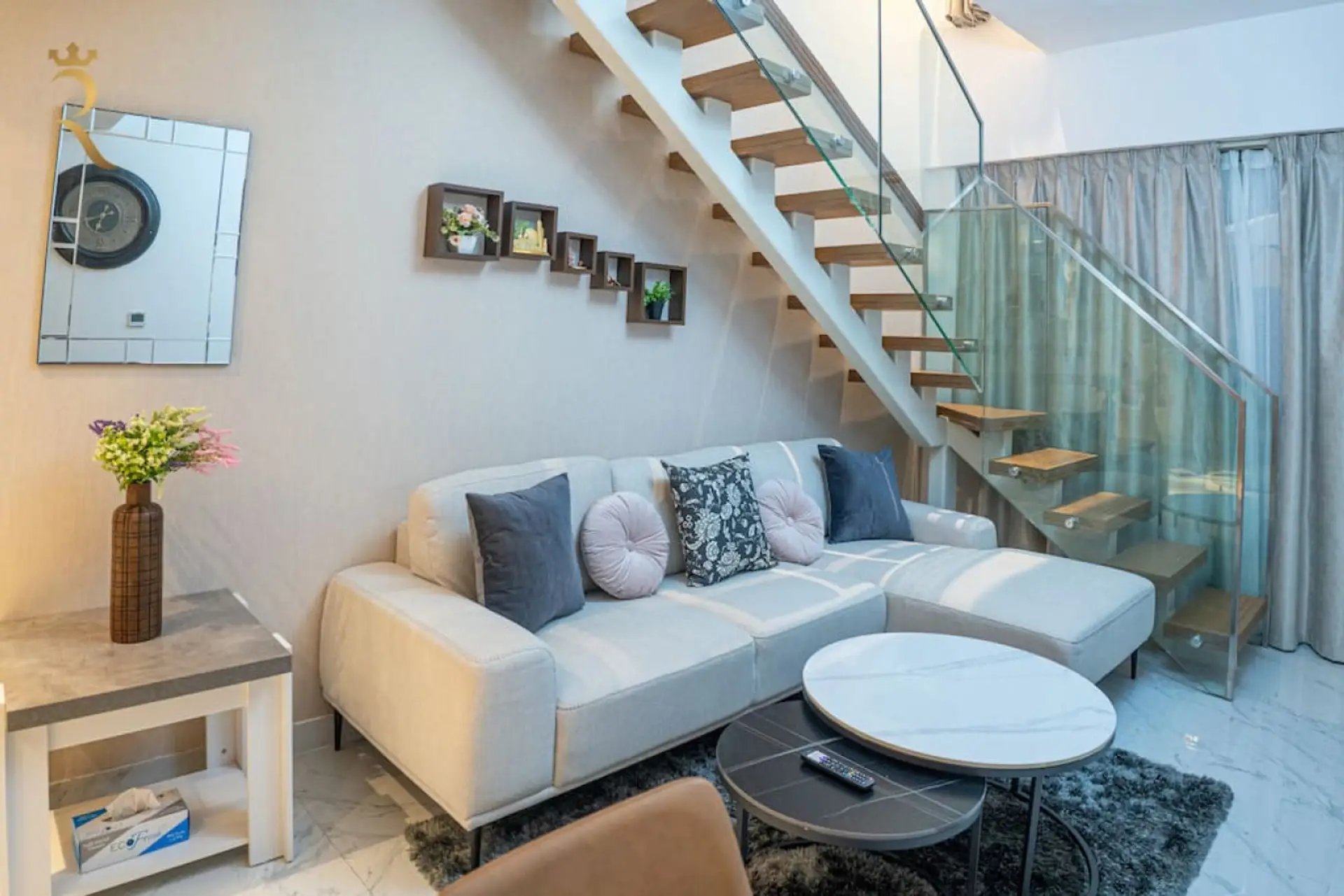 Indulge in the art of relaxation surrounded by luxury in our chic living space.