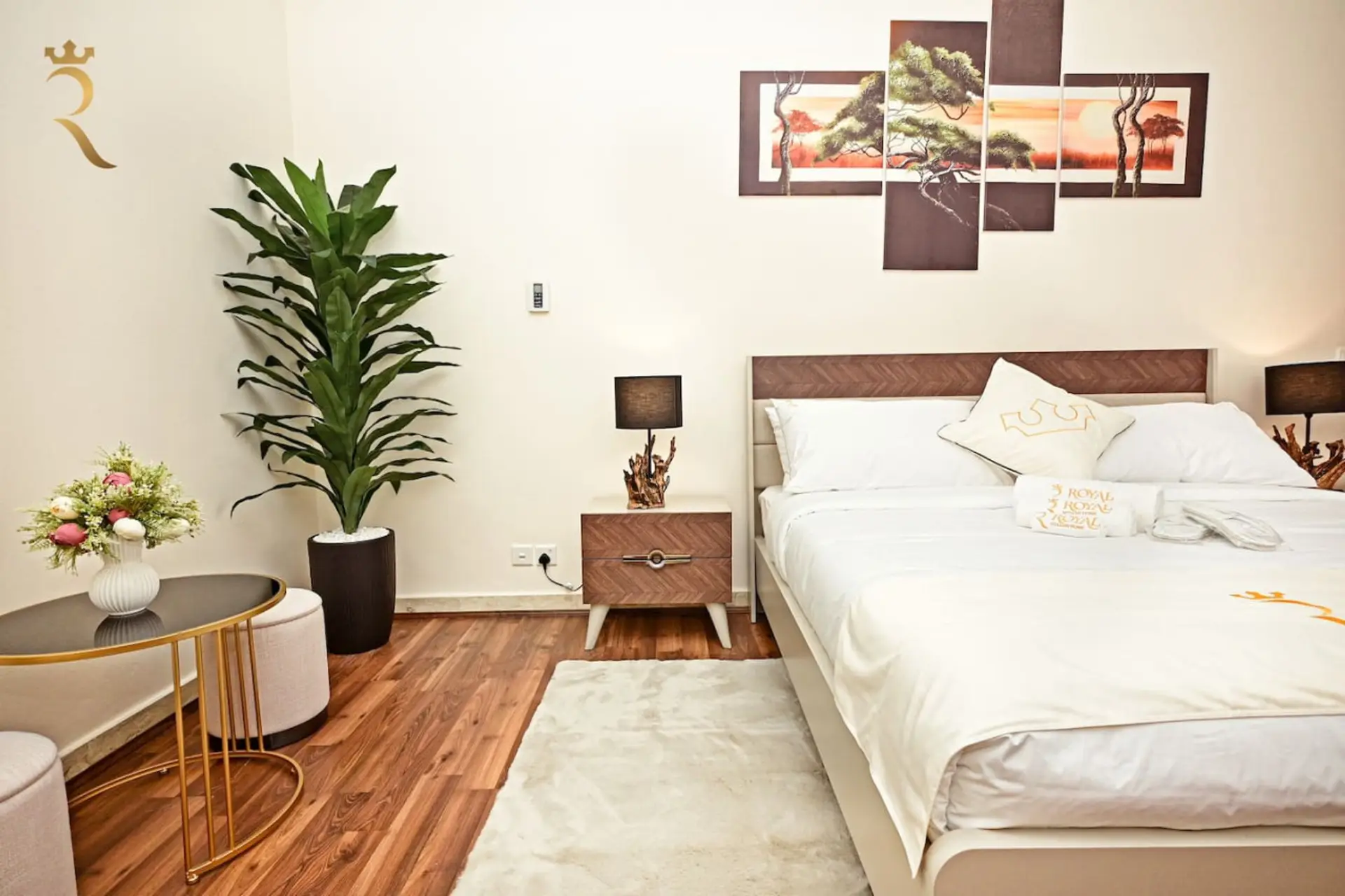 Experience the epitome of comfort in our lavishly adorned luxury bedroom.