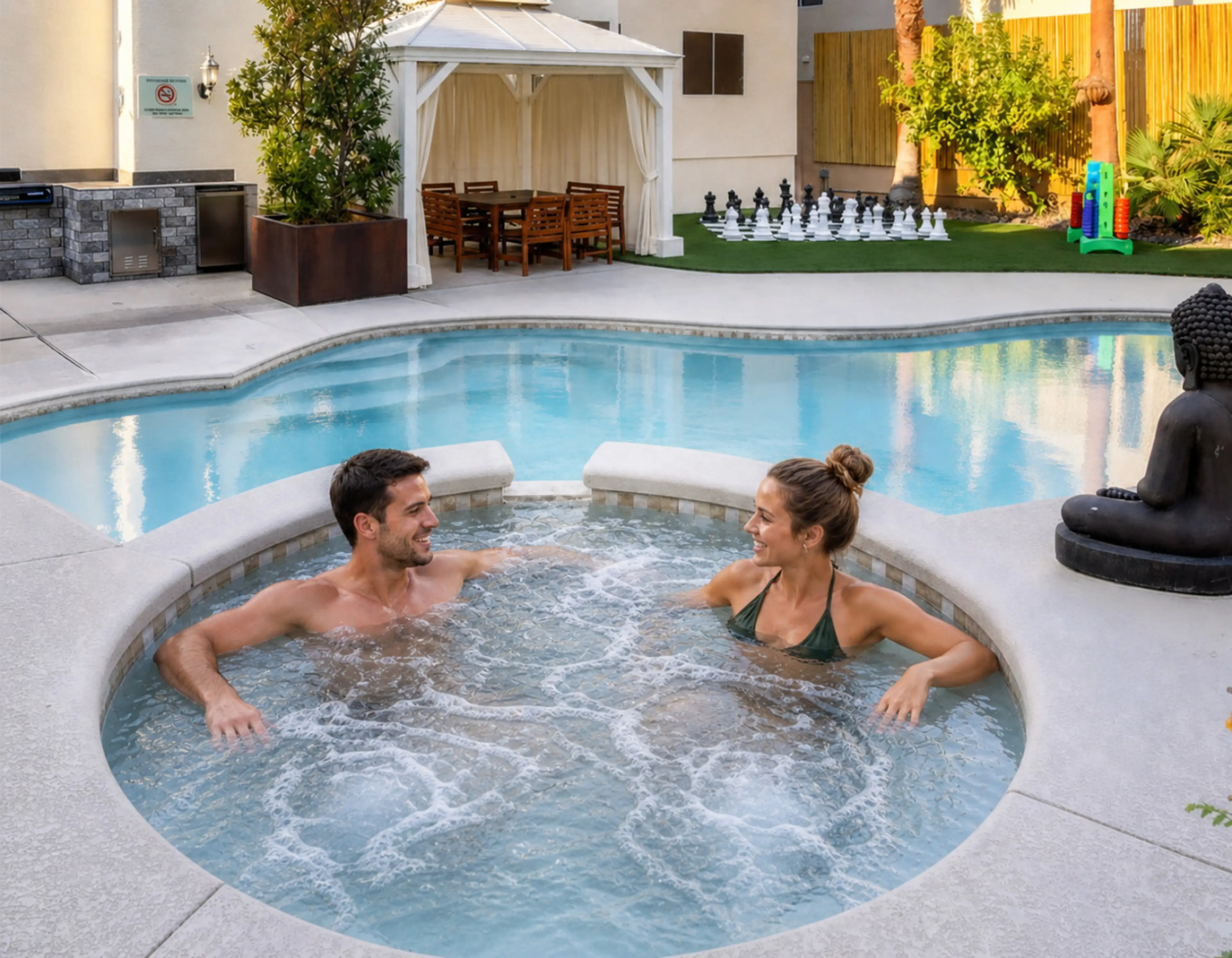 Slip into the warm, bubbling hot tub as steam drifts into the evening air. Glasses clink, laughter flows, and time slows down. Whether you're sharing stories with friends or enjoying a quiet moment under the stars, this is where unforgettable vacation mem