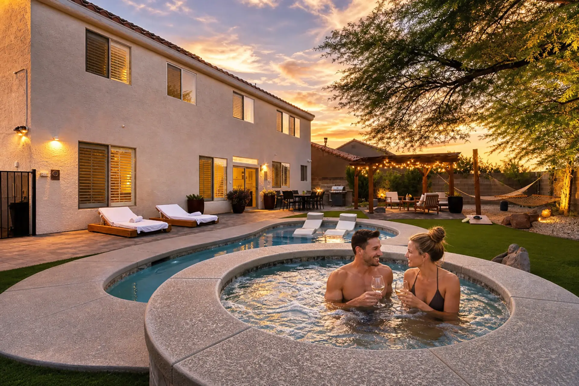 Slip into the warm, bubbling hot tub as steam drifts into the evening air. Glasses clink, laughter flows, and time slows down. Whether you're sharing stories with friends or enjoying a quiet moment under the stars, this is where unforgettable vacation mem