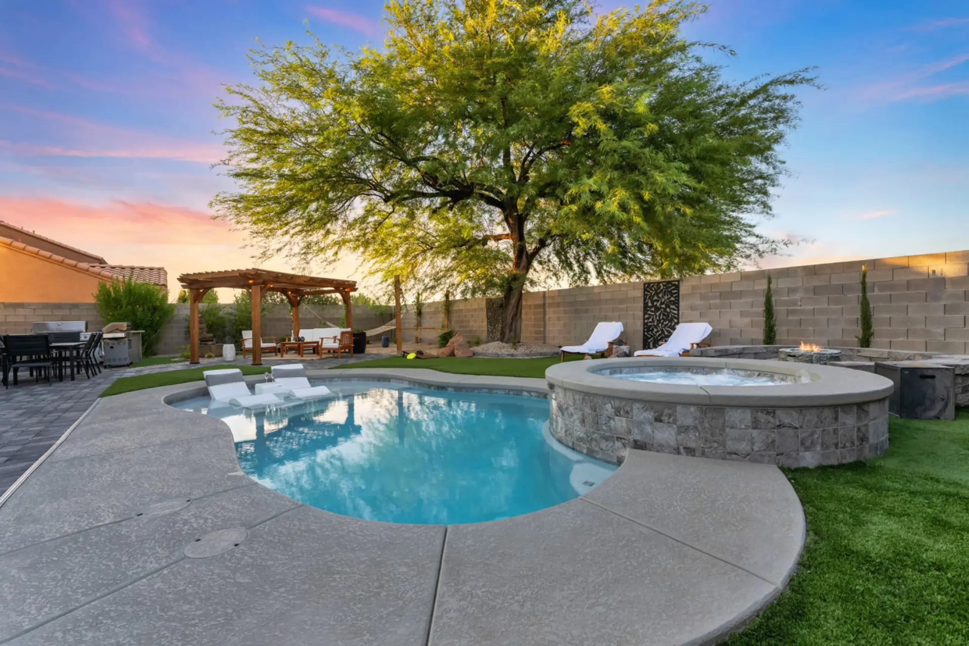 Pool, hammocks, lounge areas, BBQ, hot tub, games, and space to relax - everything you need for full vacation mode.