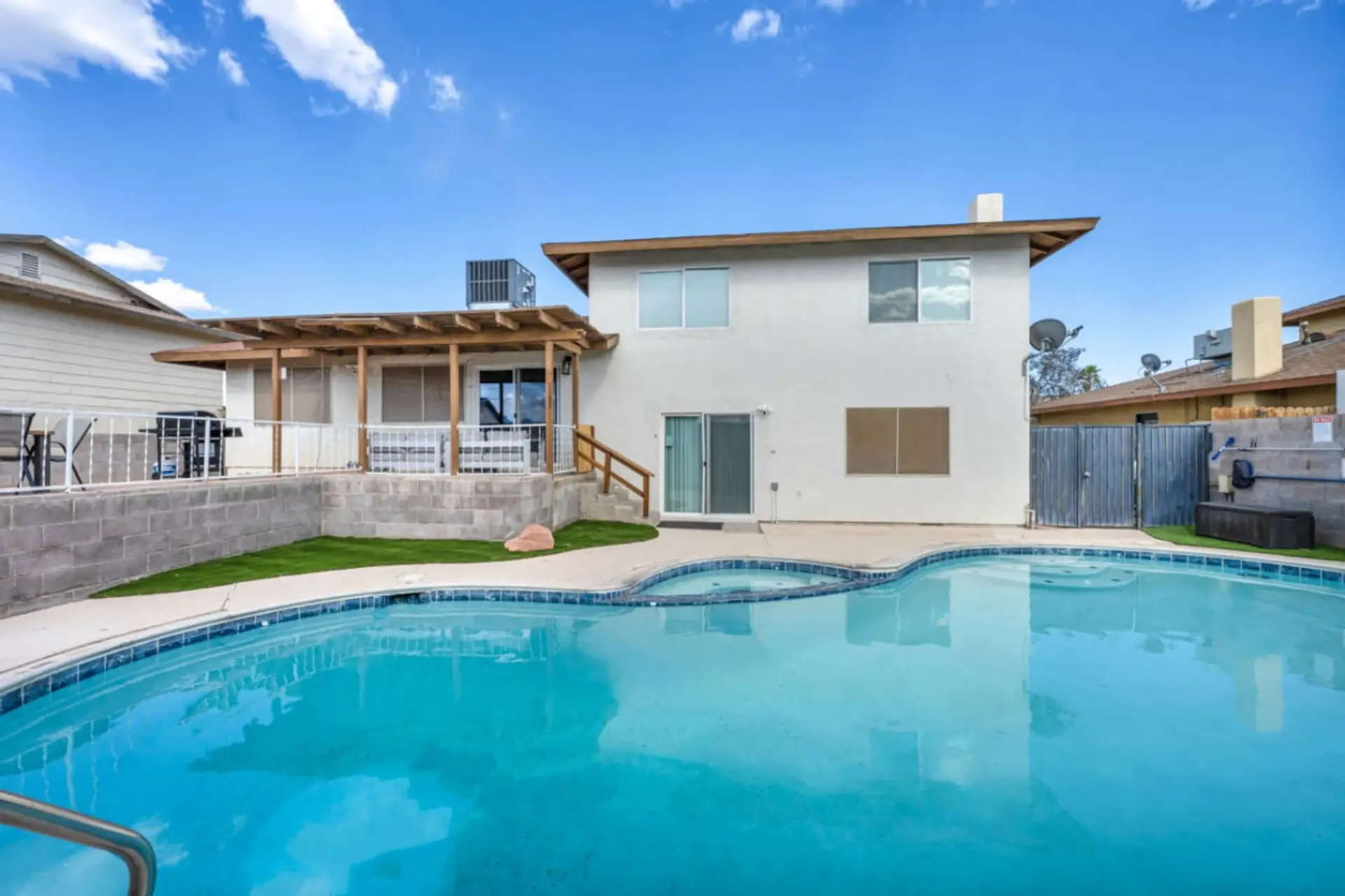 Beautiful pool and hot tub—soak up the Vegas sun in style, whether you're cooling off in the pool or relaxing in the hot tub. Pure fun in the sun!