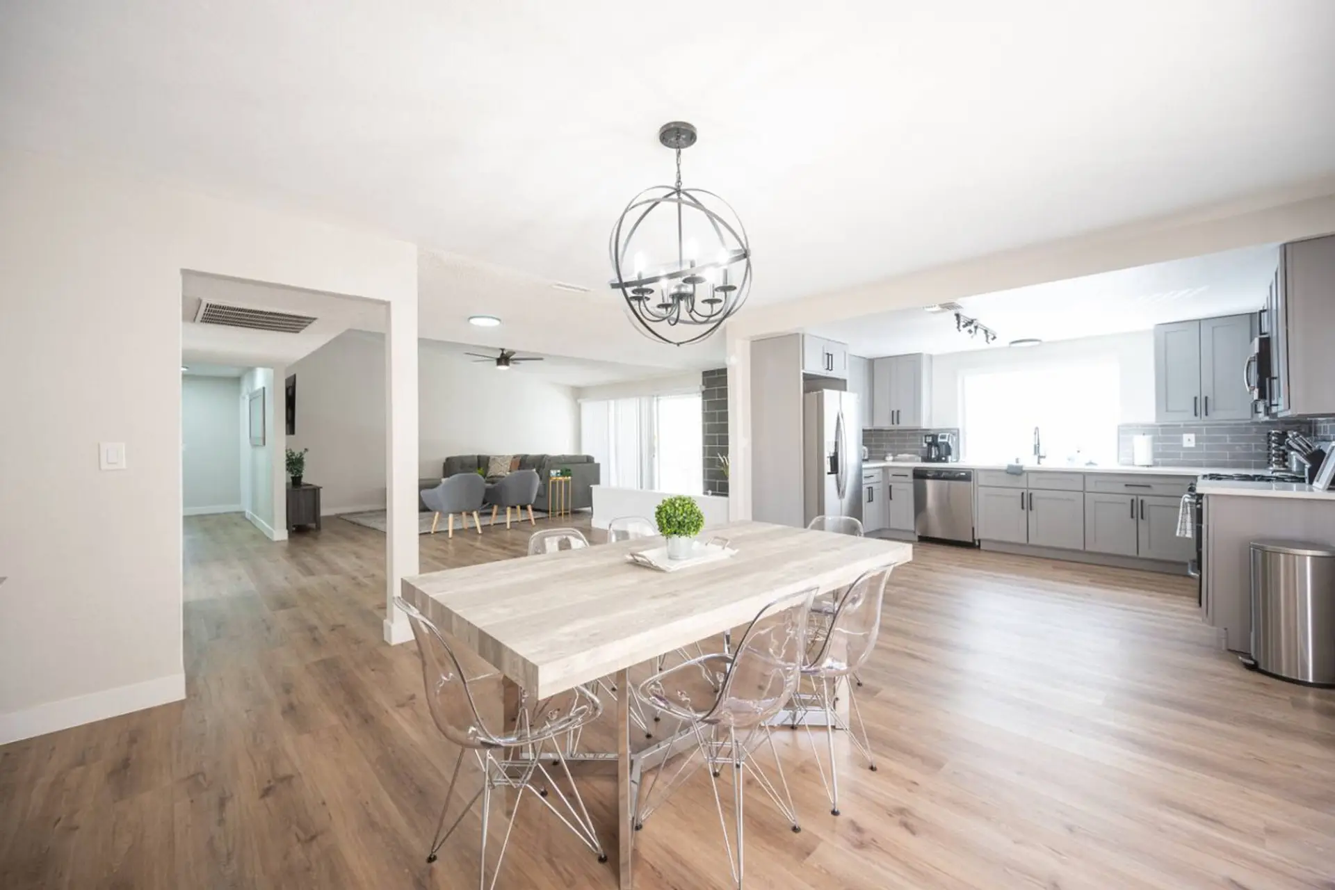 Dining table for 8,  invites you to share a meal together or tell stories about your day's experiences over your favorite beverage and meal