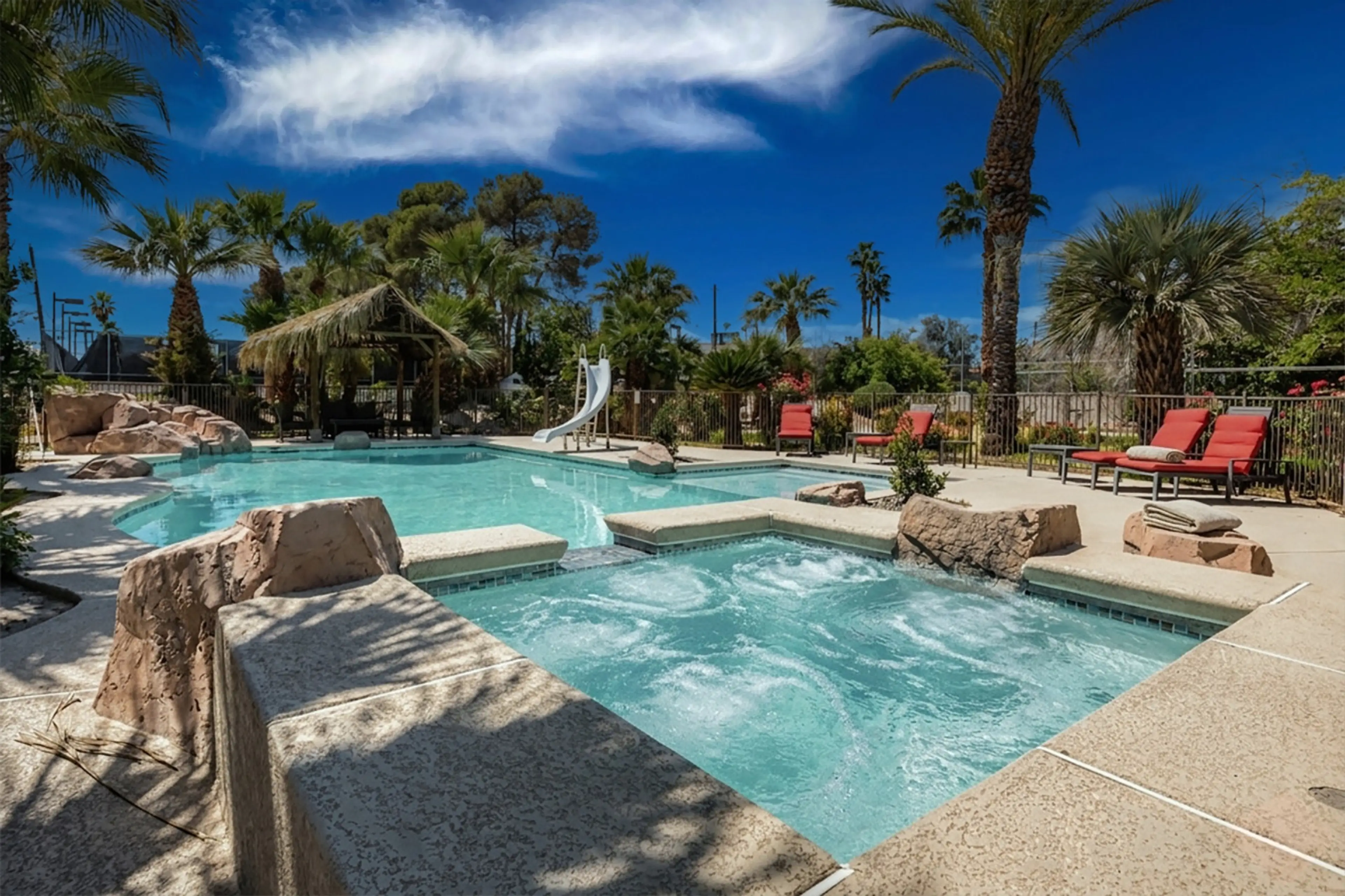 Beautiful pool and hot tub - soak up the Vegas sun in style, whether you're cooling off in the pool or relaxing in the hot tub. Pure fun in the sun!