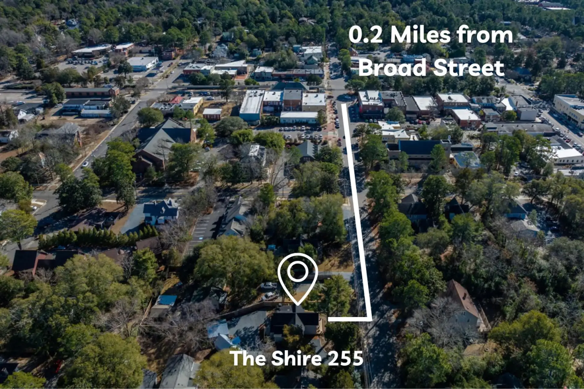 0.2 Miles from Downtown's Broad Street Shops and Restaurants