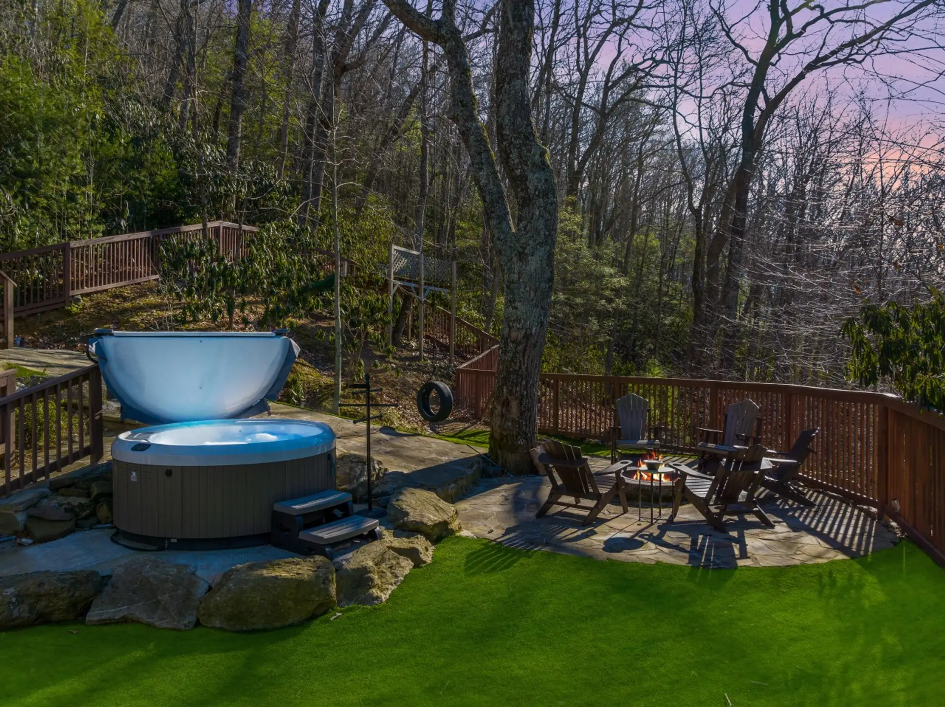 Melt your stress away in the private hot tub after a day of exploring the High Country.