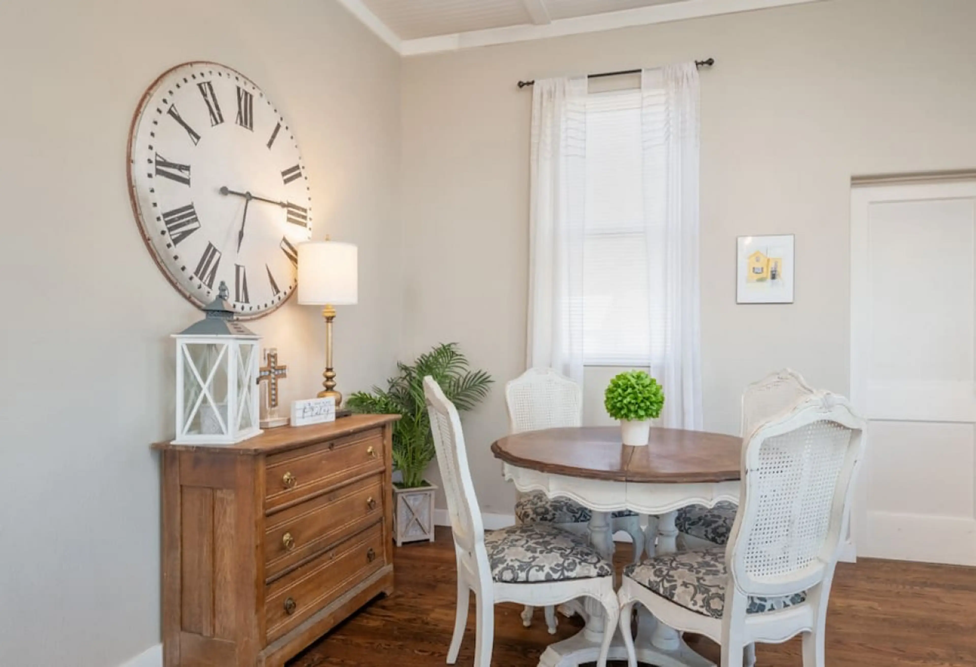 spacious dining table for four
