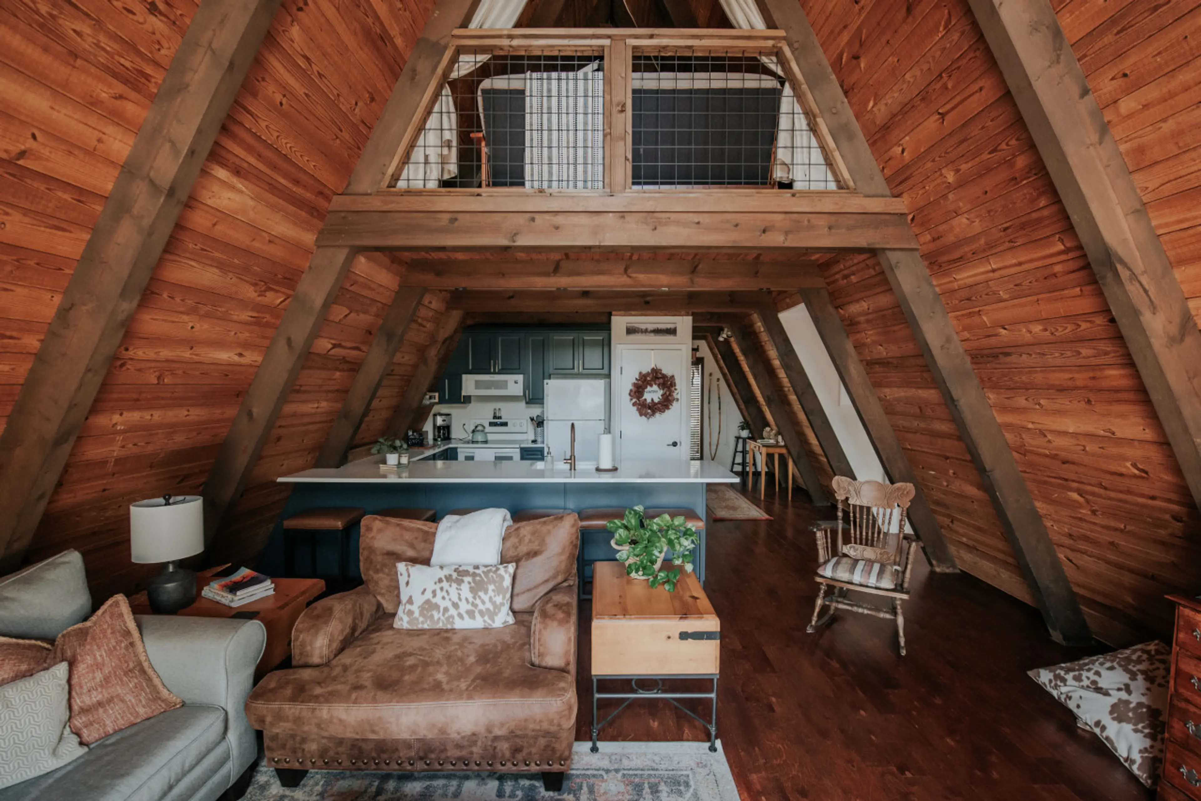 ucked into the trees, this charming A-Frame offers the perfect blend of rustic tranquility and modern comforts—your peaceful nature escape starts here.