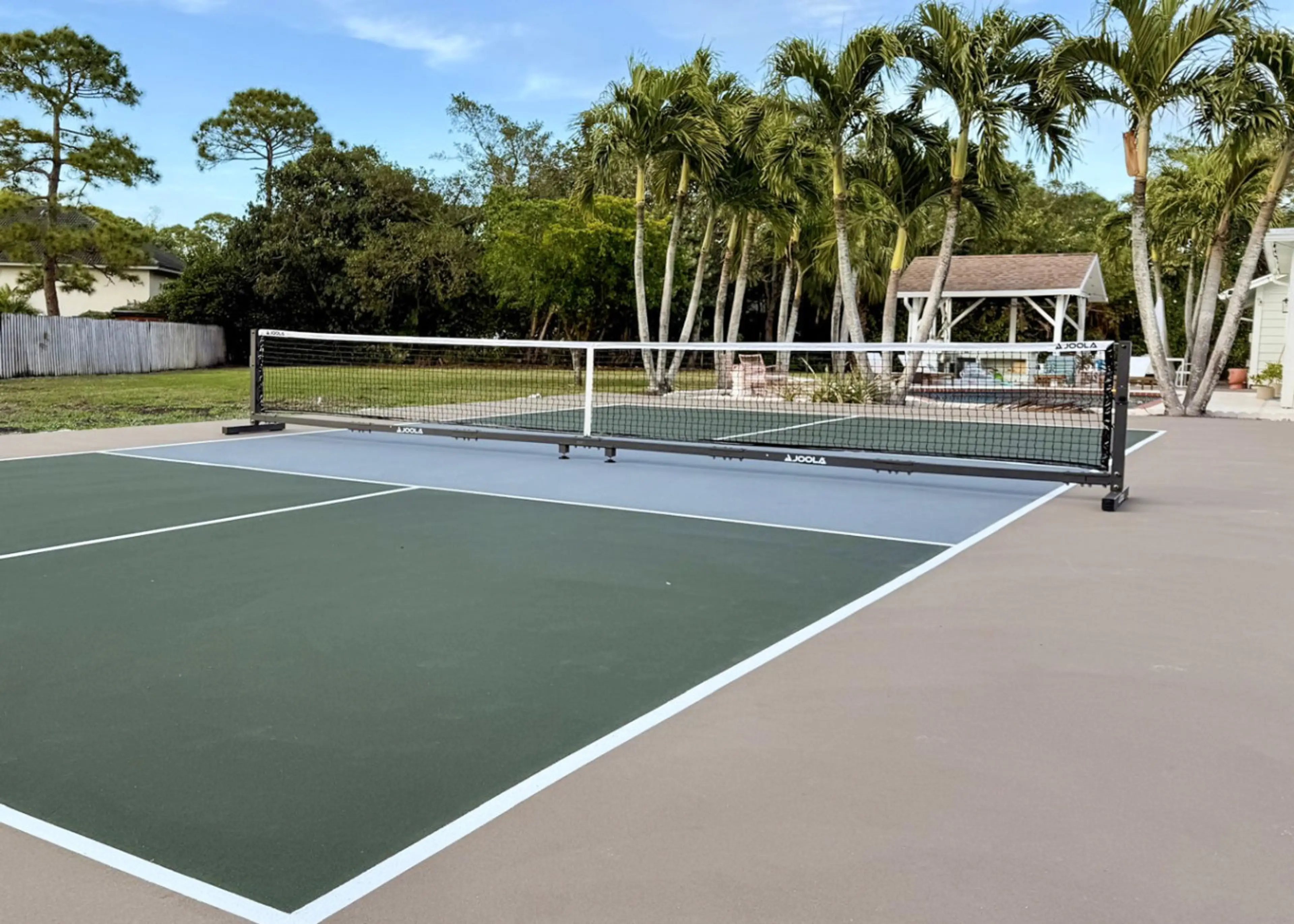 Enjoy the thrill of your own private pickleball court! Round up family and friends and have a blast playing together.
