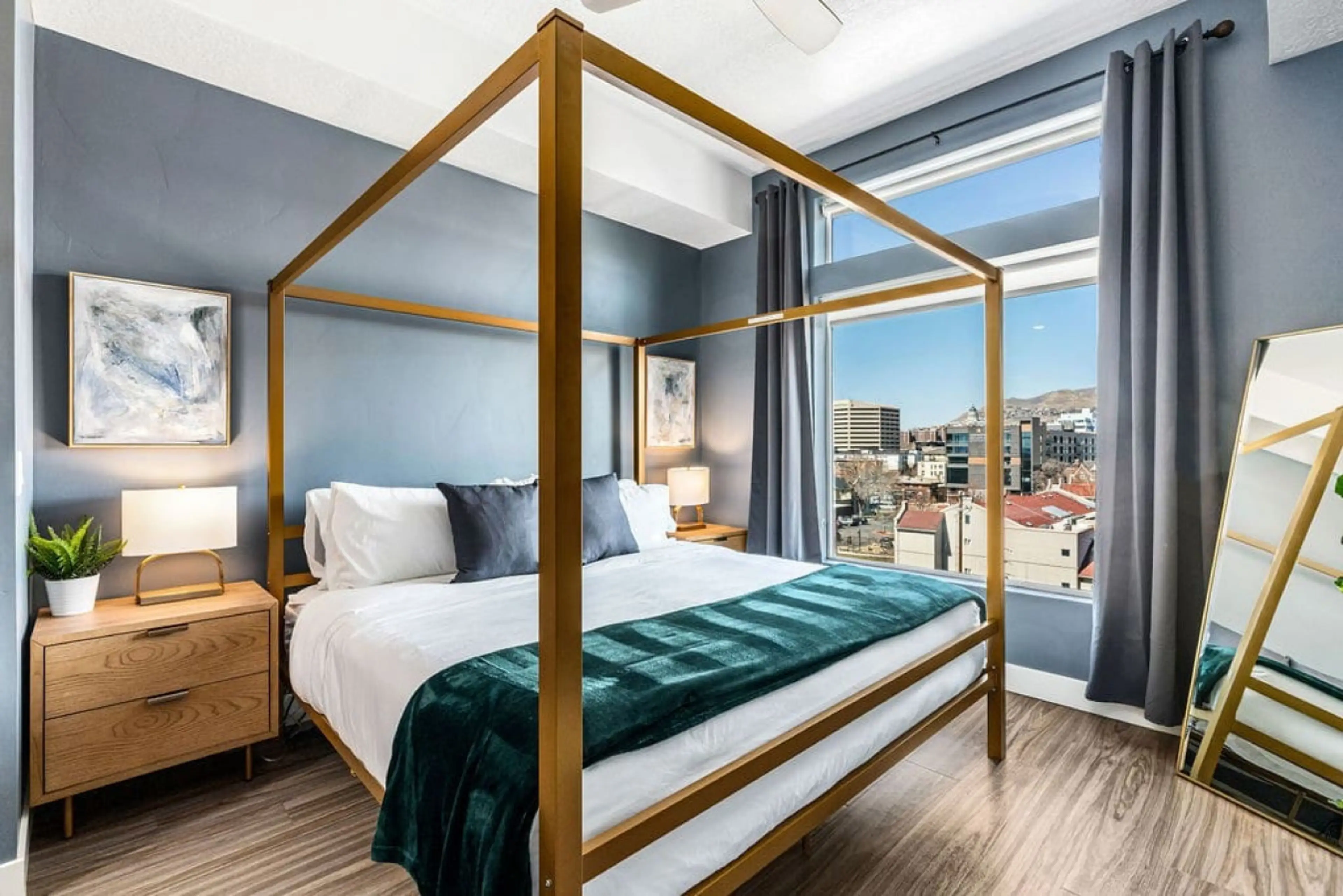 King bedroom with amazing views and room darkening curtains.