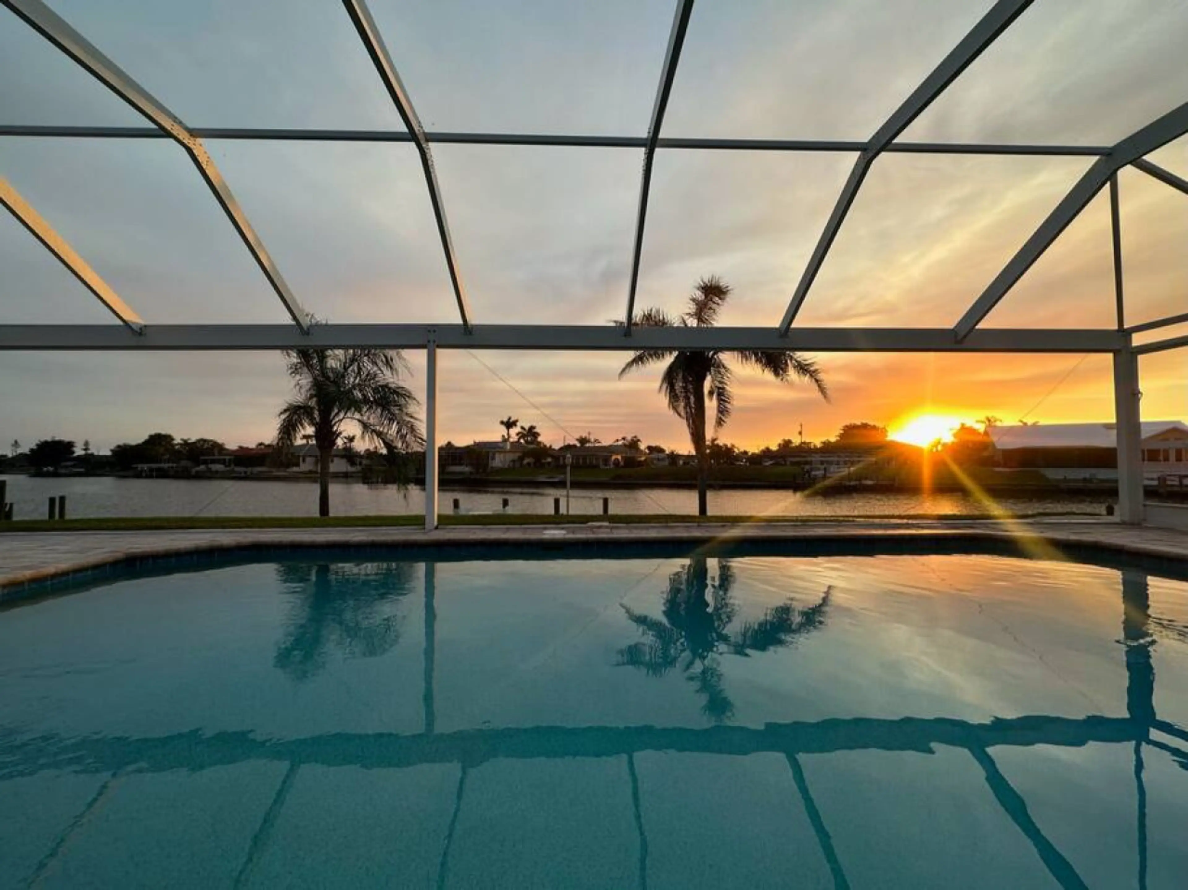 Sunset pool view