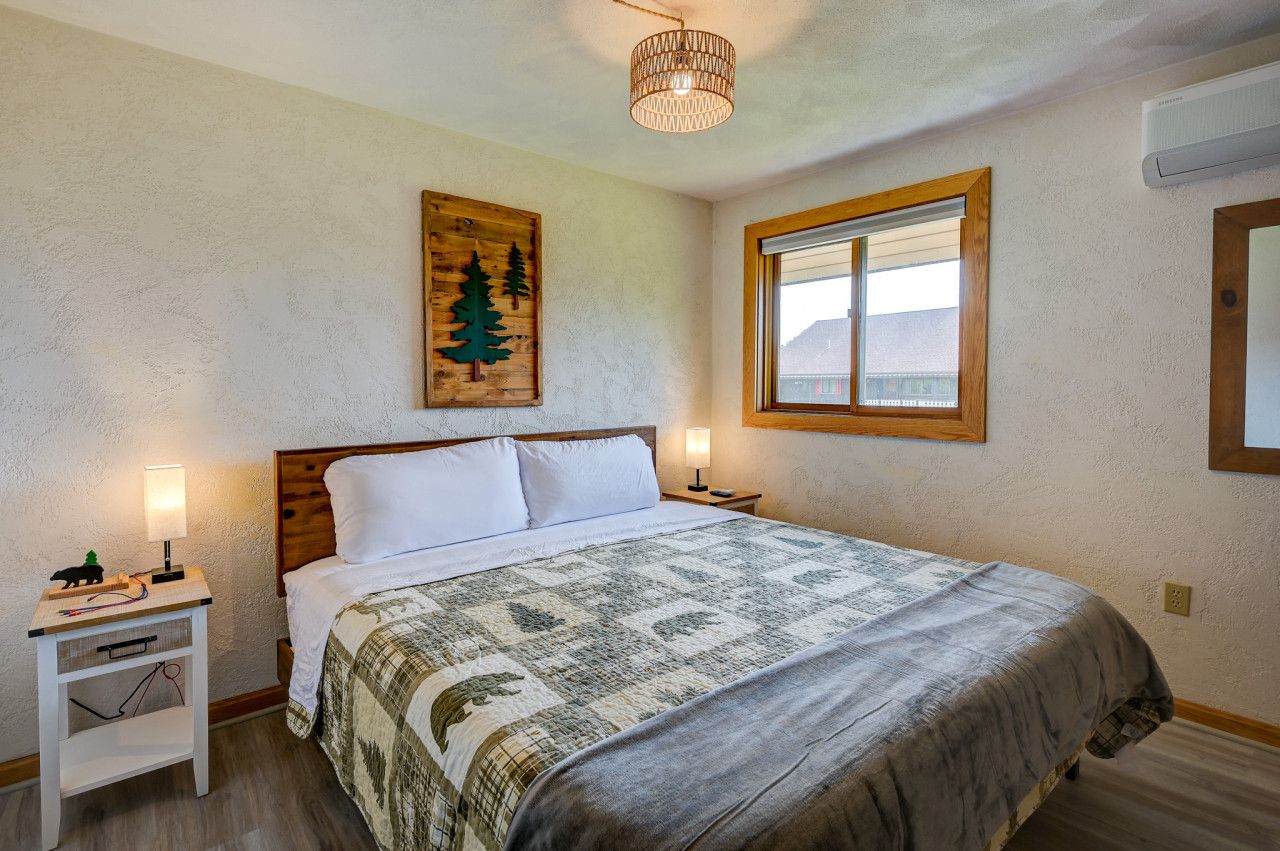 King bed on the main floor along with AC and TV