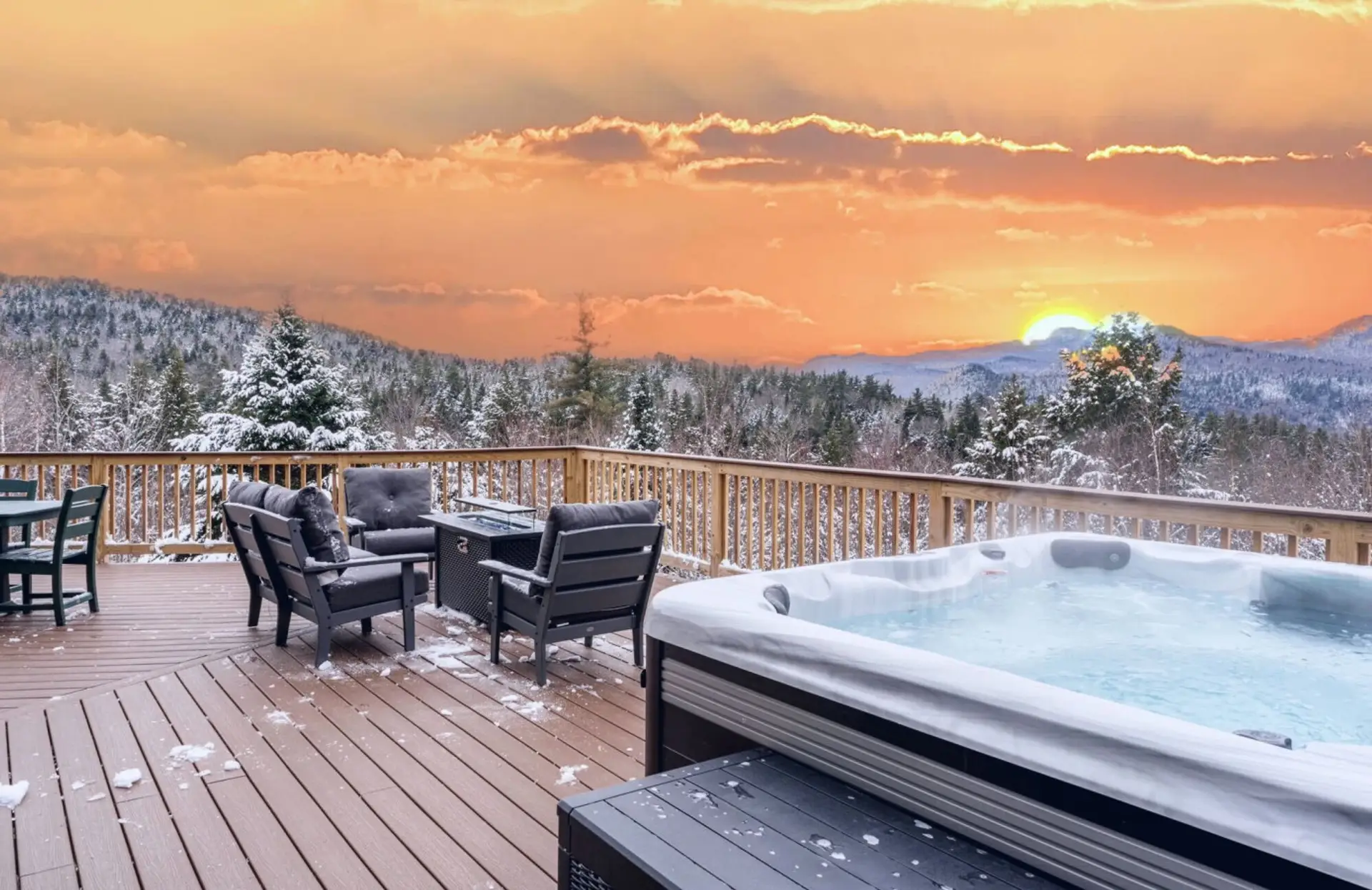 Take in the mountains from the hot tub