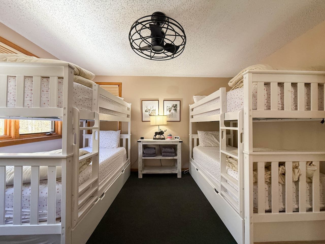 4 twin beds · Bunk room