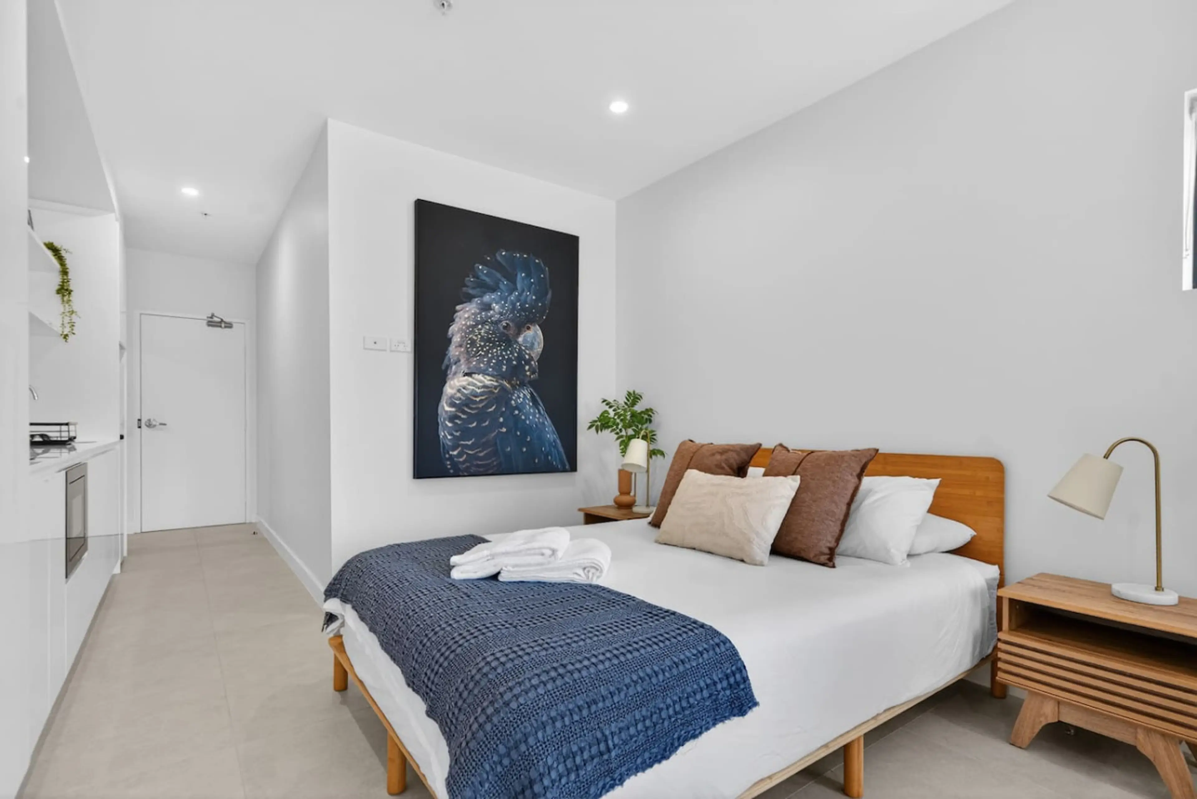 Modern studio with a comfortable queen size bed