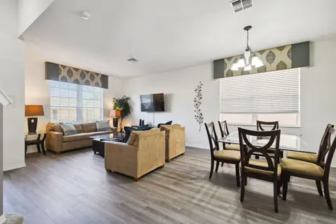 Dining table next to the living room