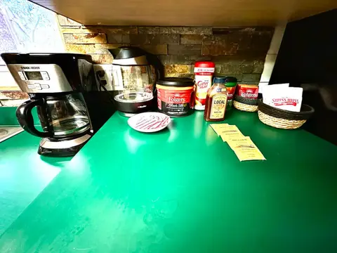Coffee maker, kettle, and a coffee and tea basket
