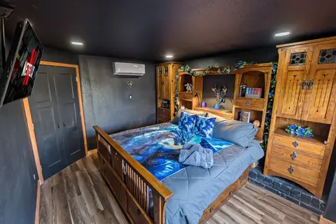 Dragon room with a wall-mounted TV and a mini split