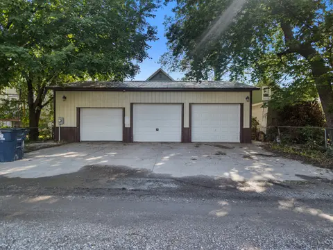Three-door garage along the alley