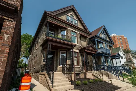 Historic Bay View home with a covered front porch and classic Milwaukee architecture