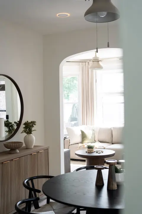 View from the dining room into the sunny front living space
