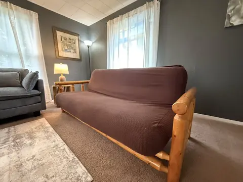 Full-size pull-out futon in the living room