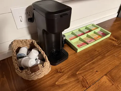 Keurig with coffee and tea