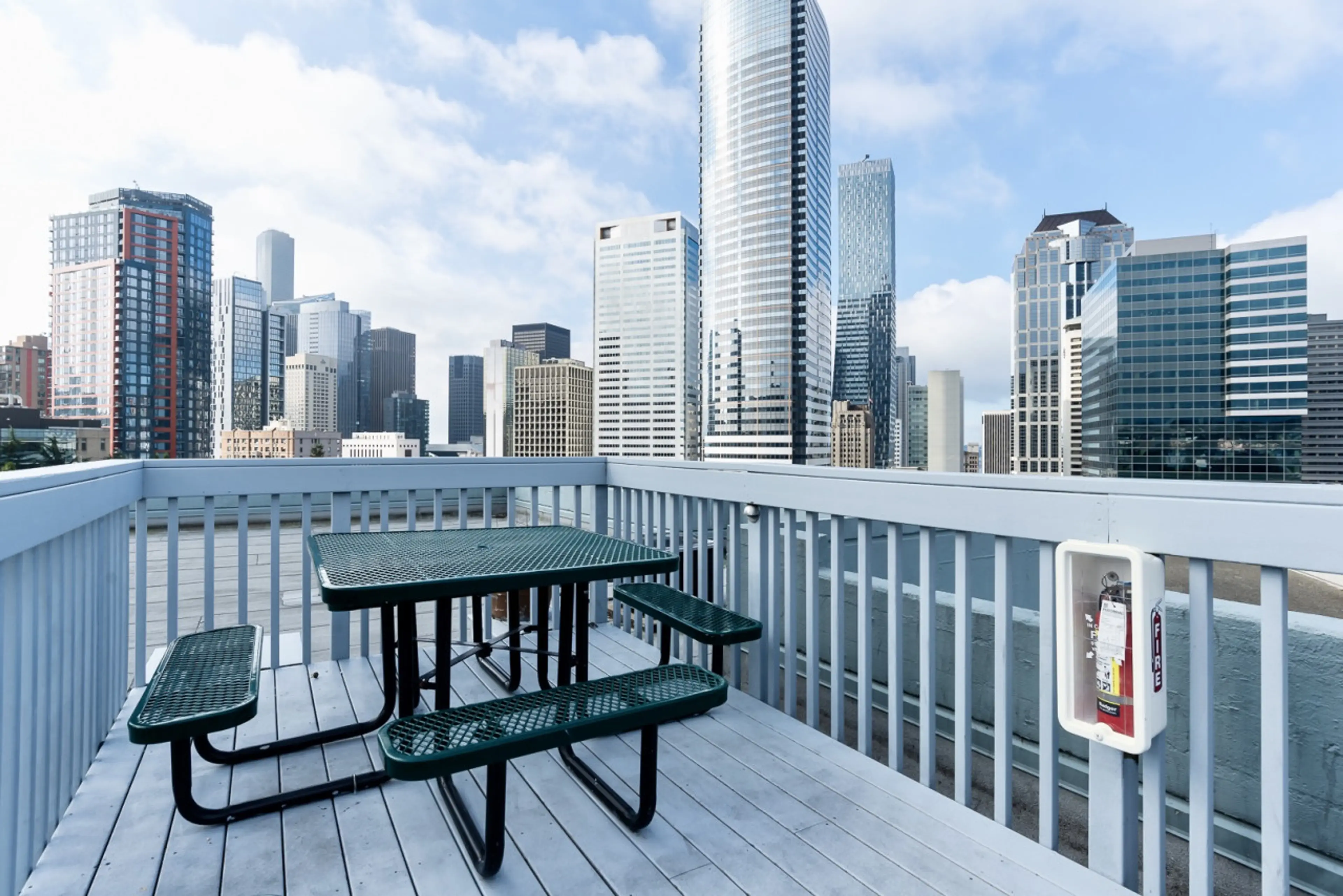 Relax on our beautiful outdoor deck, featuring incredible city views!