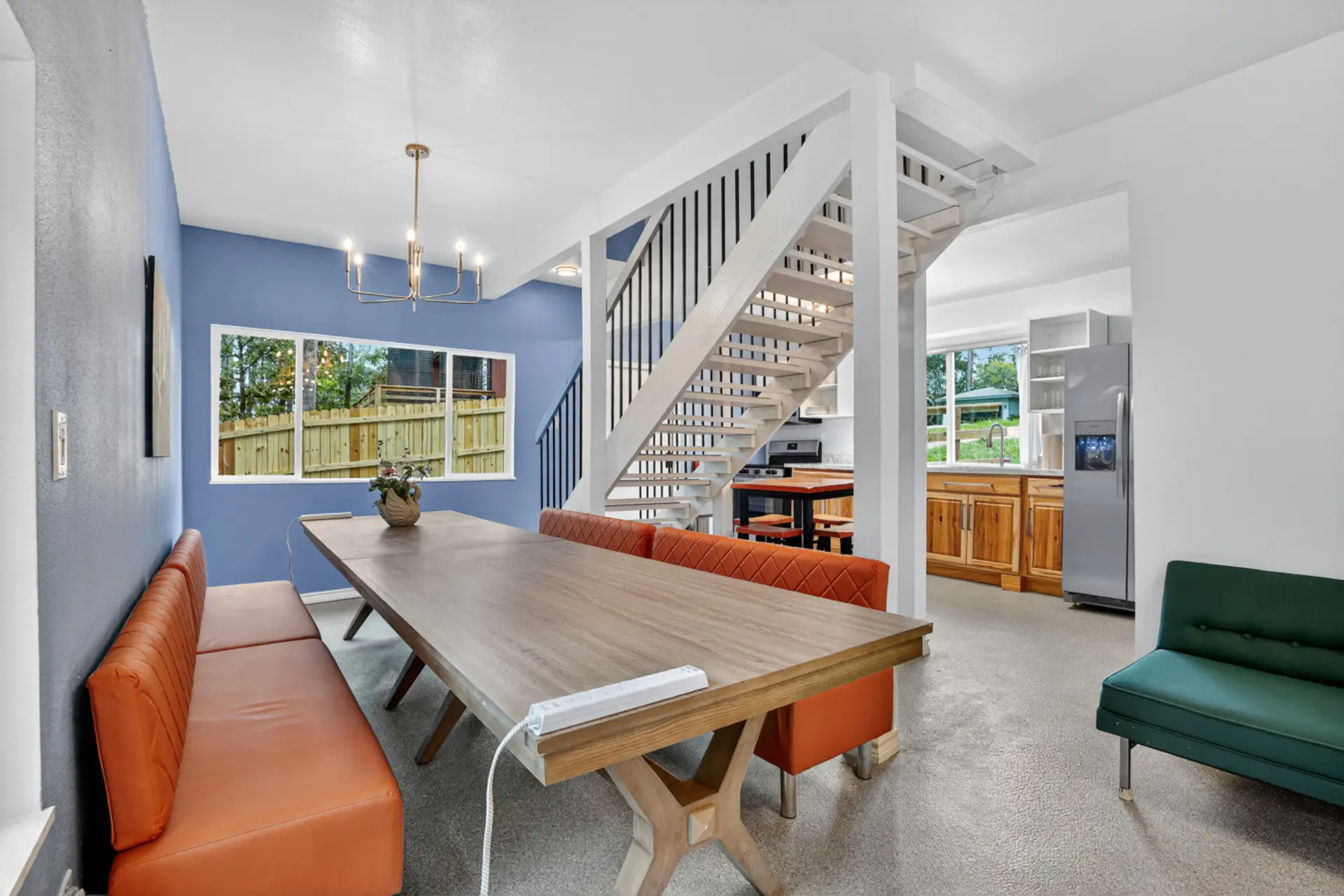 Gather the whole group at the 13-foot-long dining table