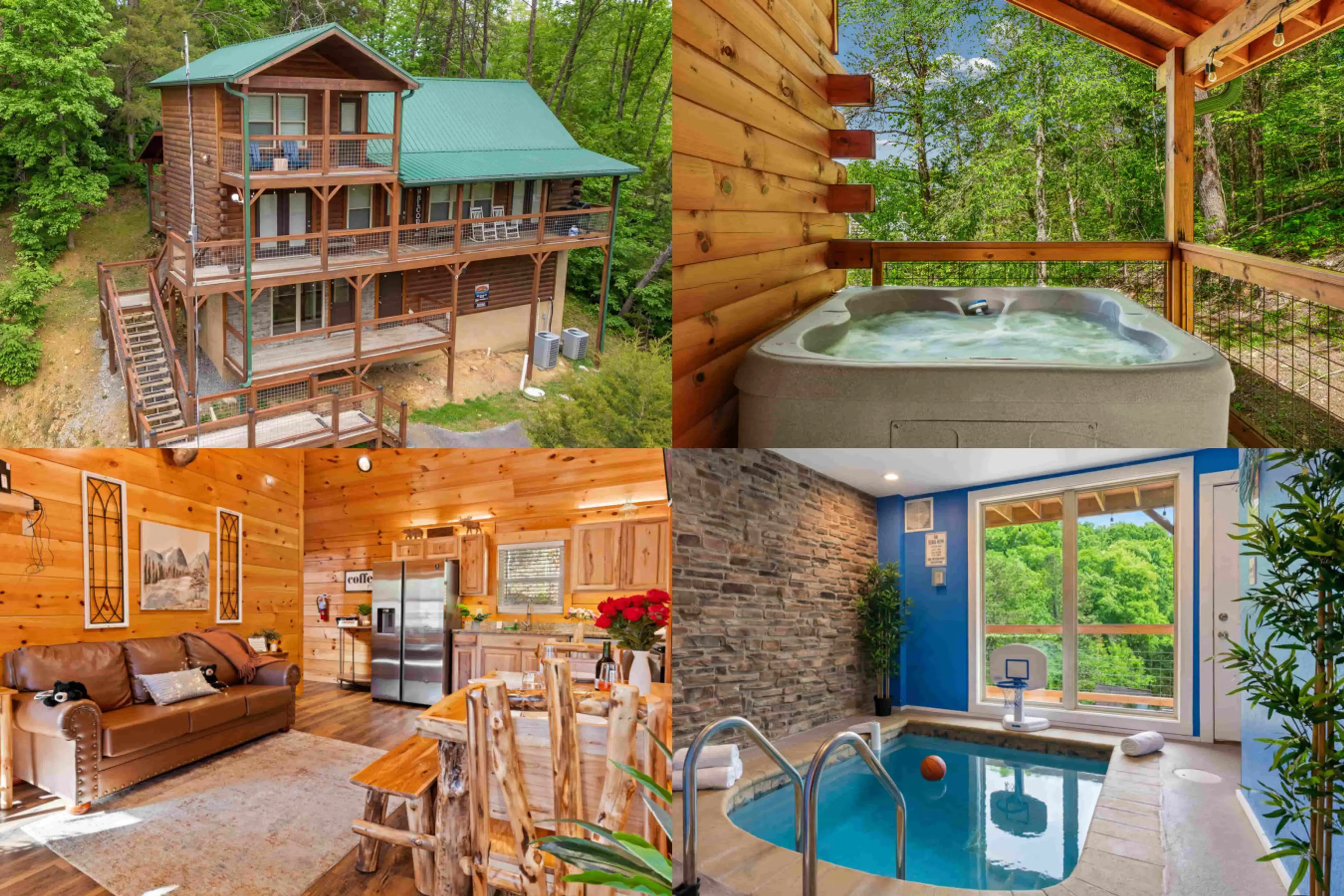 Welcome to Heavenly Bliss by Ghosal Luxury Lodging, a luxury Smoky Mountain cabin with panoramic views, indoor pool, and hot tub.