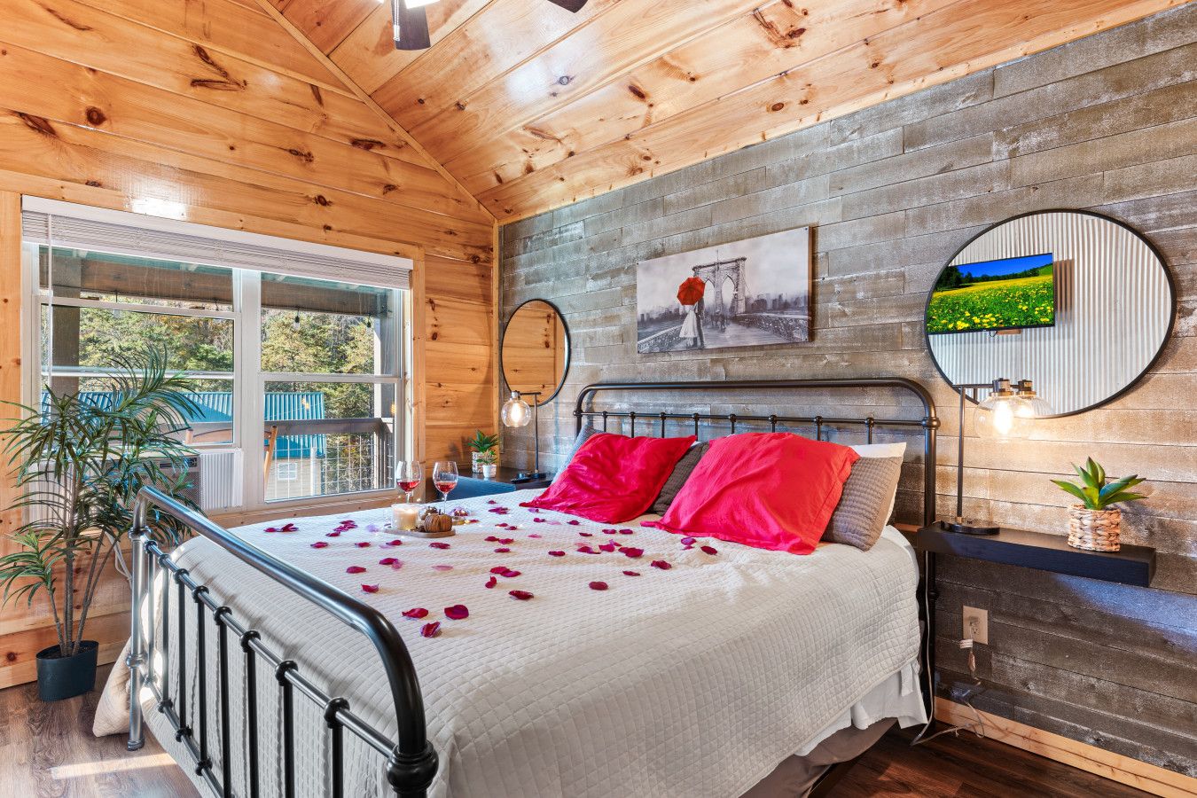 In this cabin, enjoy the privacy of two spacious master bedrooms, each with a luxurious king-size bed.