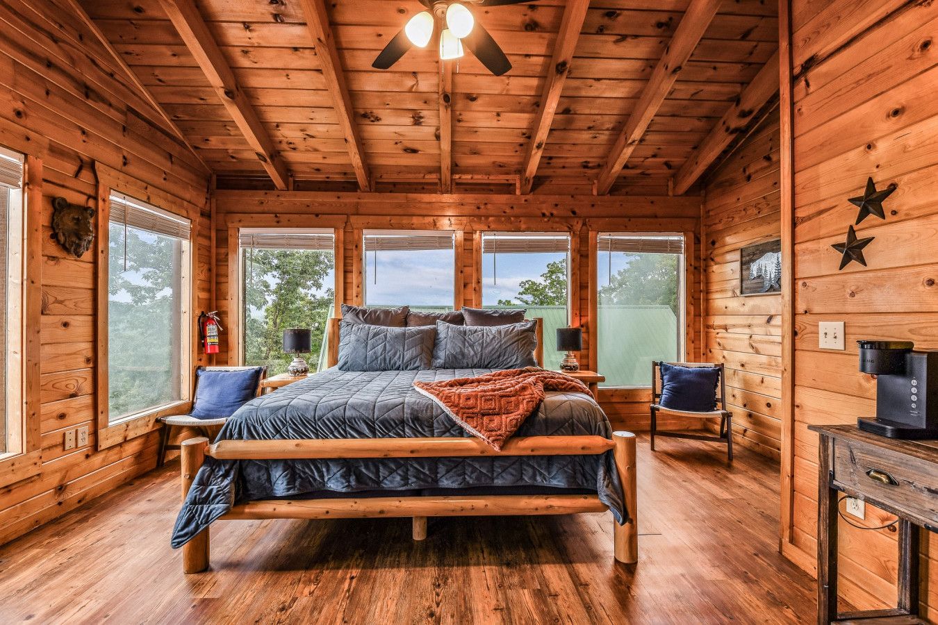 Master suite at the top level with stunning valley views.