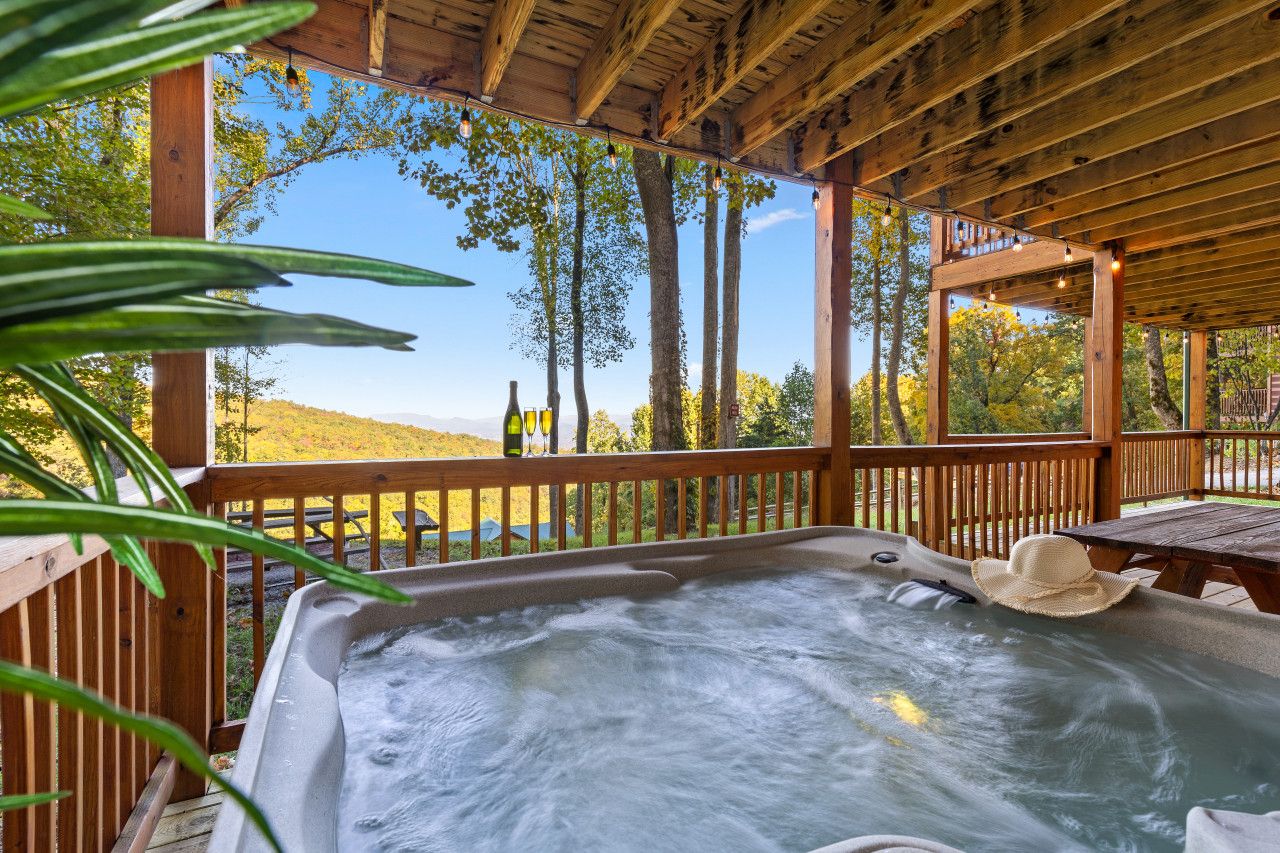 Let the worries fade away in the comfort of your cabin's private hot tub.