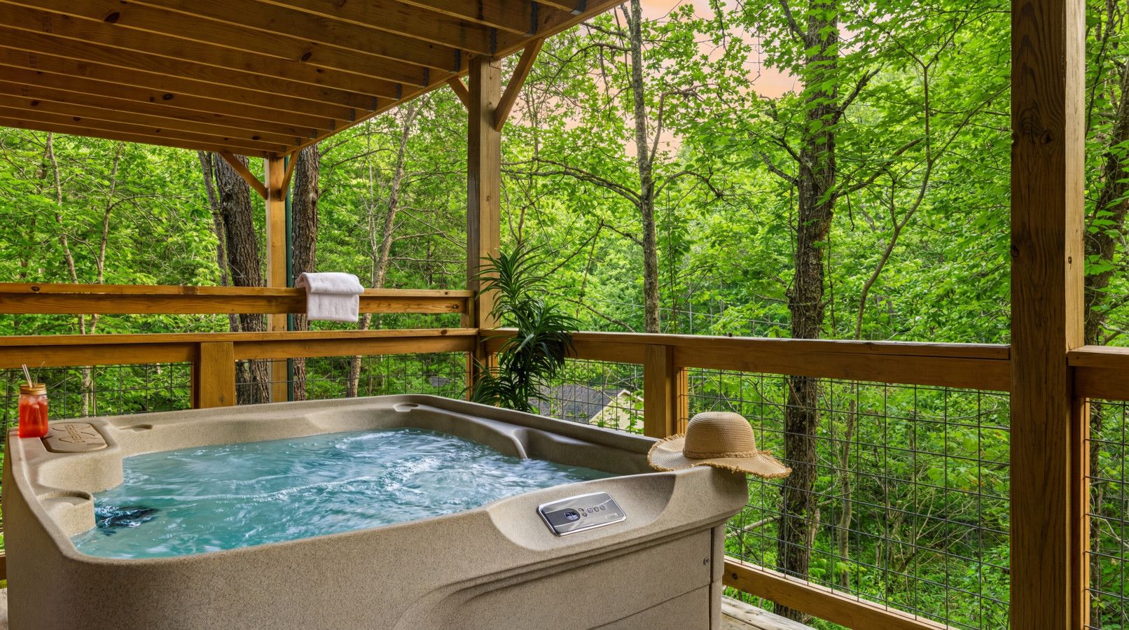 In this cabin, enjoy privacy with a hot tub after a day of adventure in the Smoky Mountains.