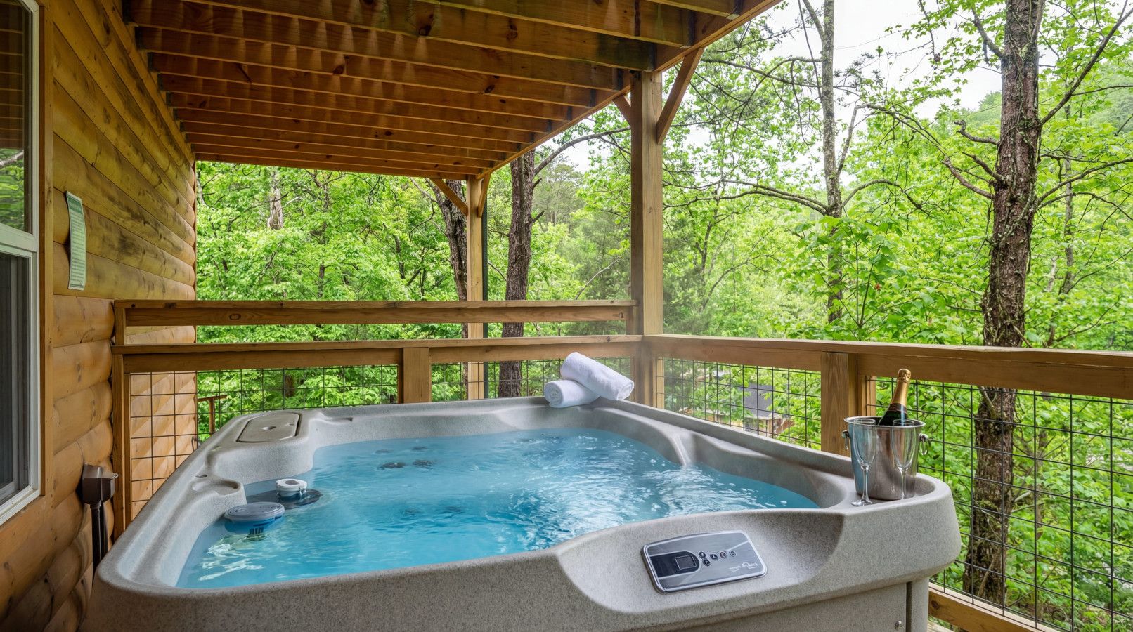 In this cabin, enjoy privacy with a hot tub after a day of adventure in the Smoky Mountains.