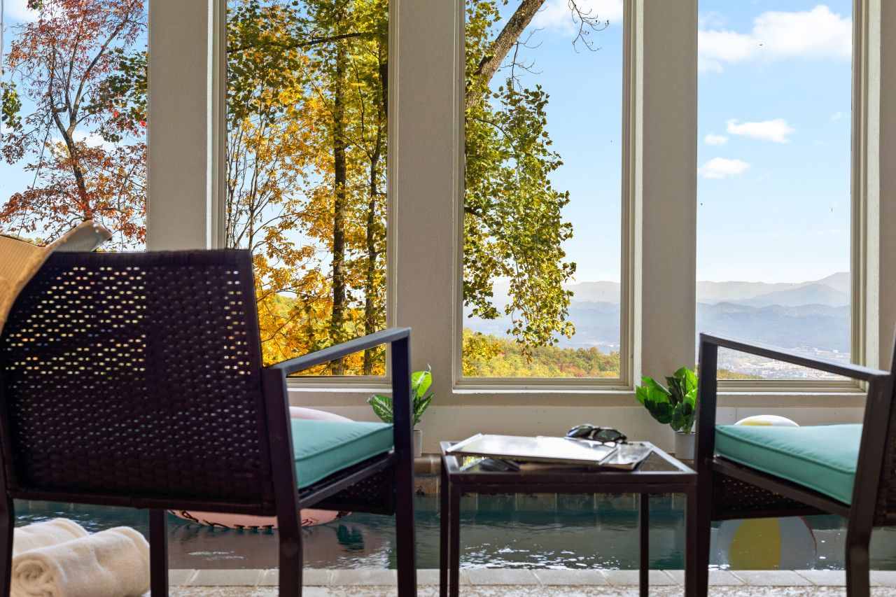 Relax by the pool with mountain views—perfect for swimming, lounging, and peaceful moments.