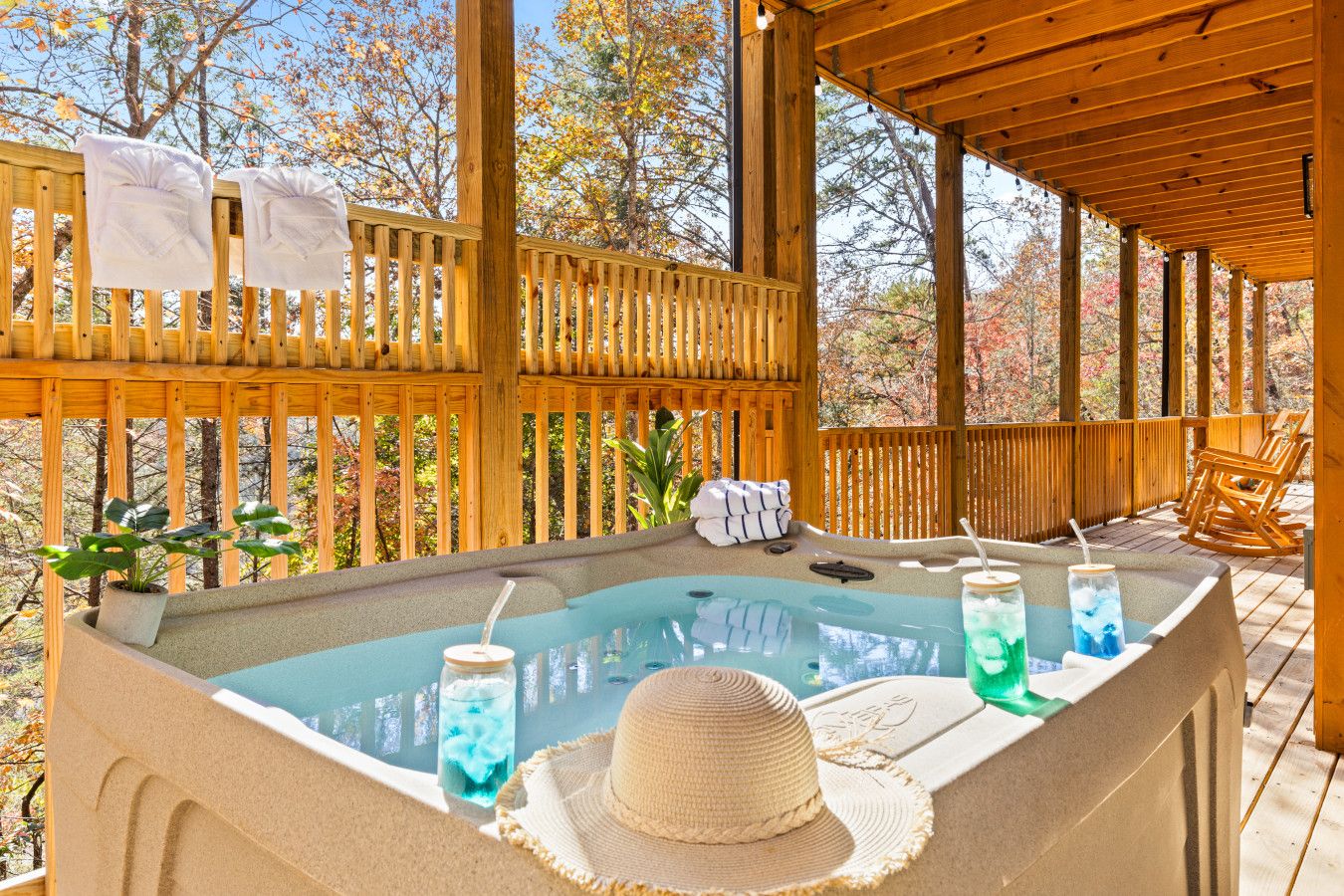 This cabin offers the perfect hot tub experience, where stress fades away with every soothing moment.